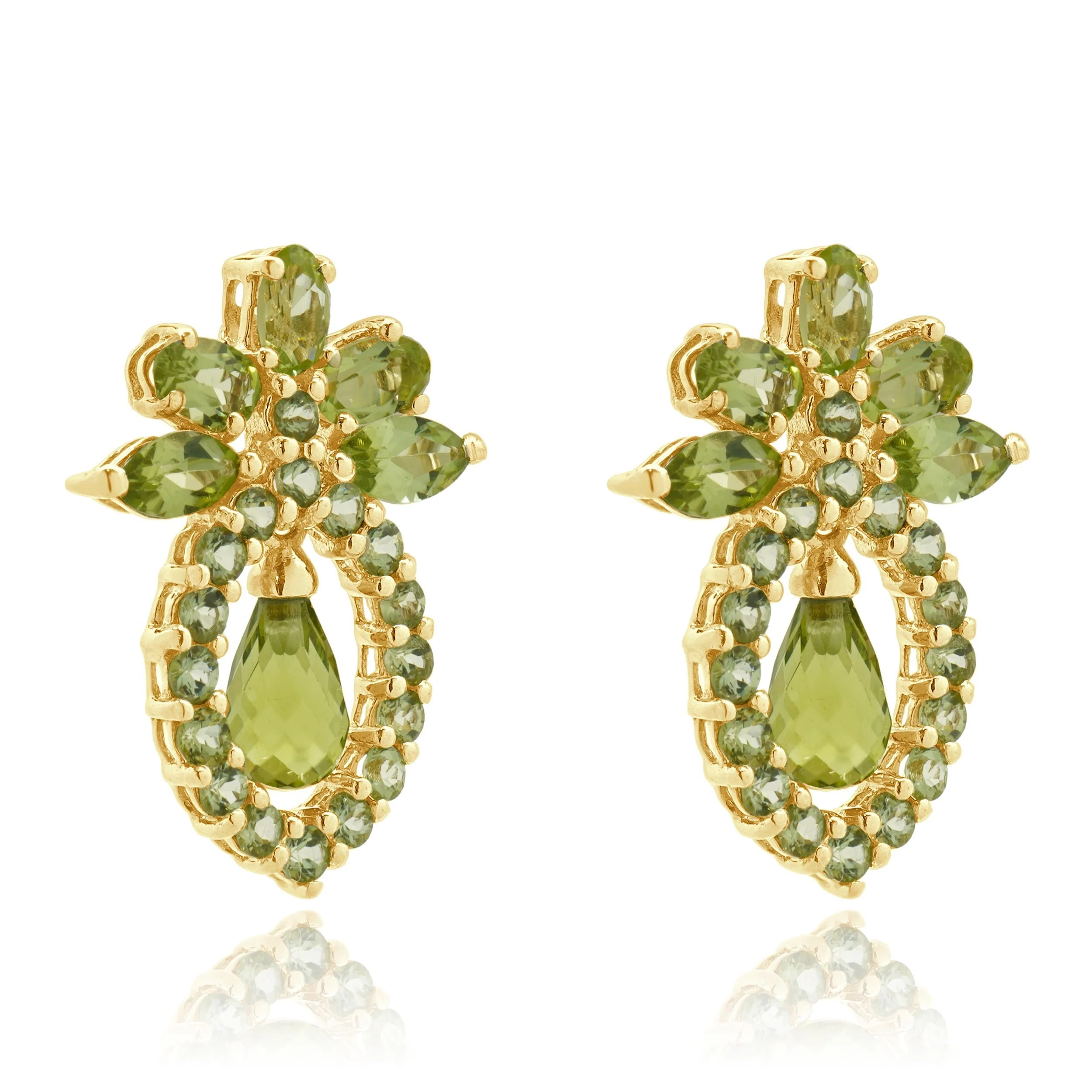 14 Karat Yellow Gold Peridot Drop Earrings - Image 2
