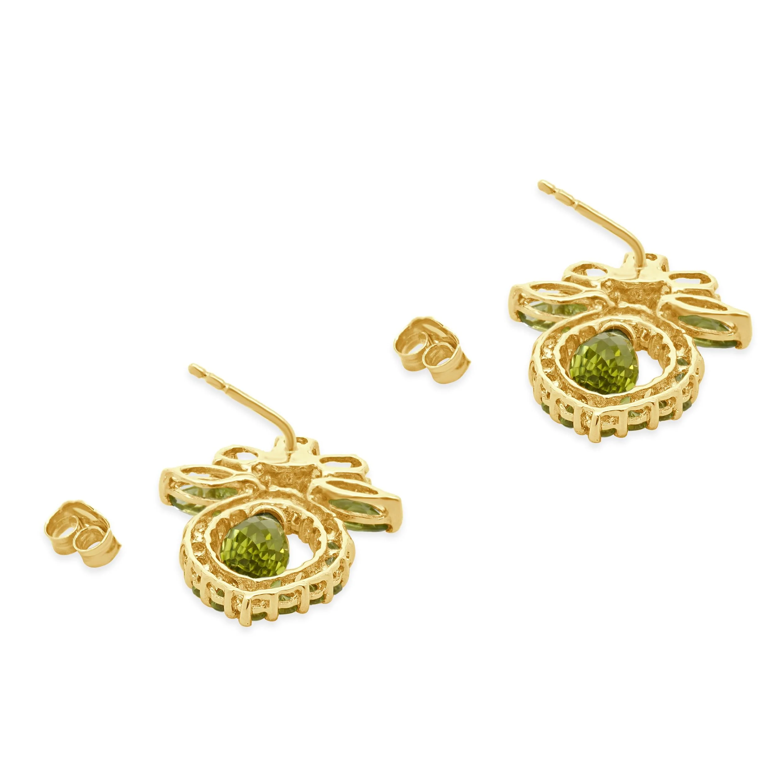 14 Karat Yellow Gold Peridot Drop Earrings - Image 3