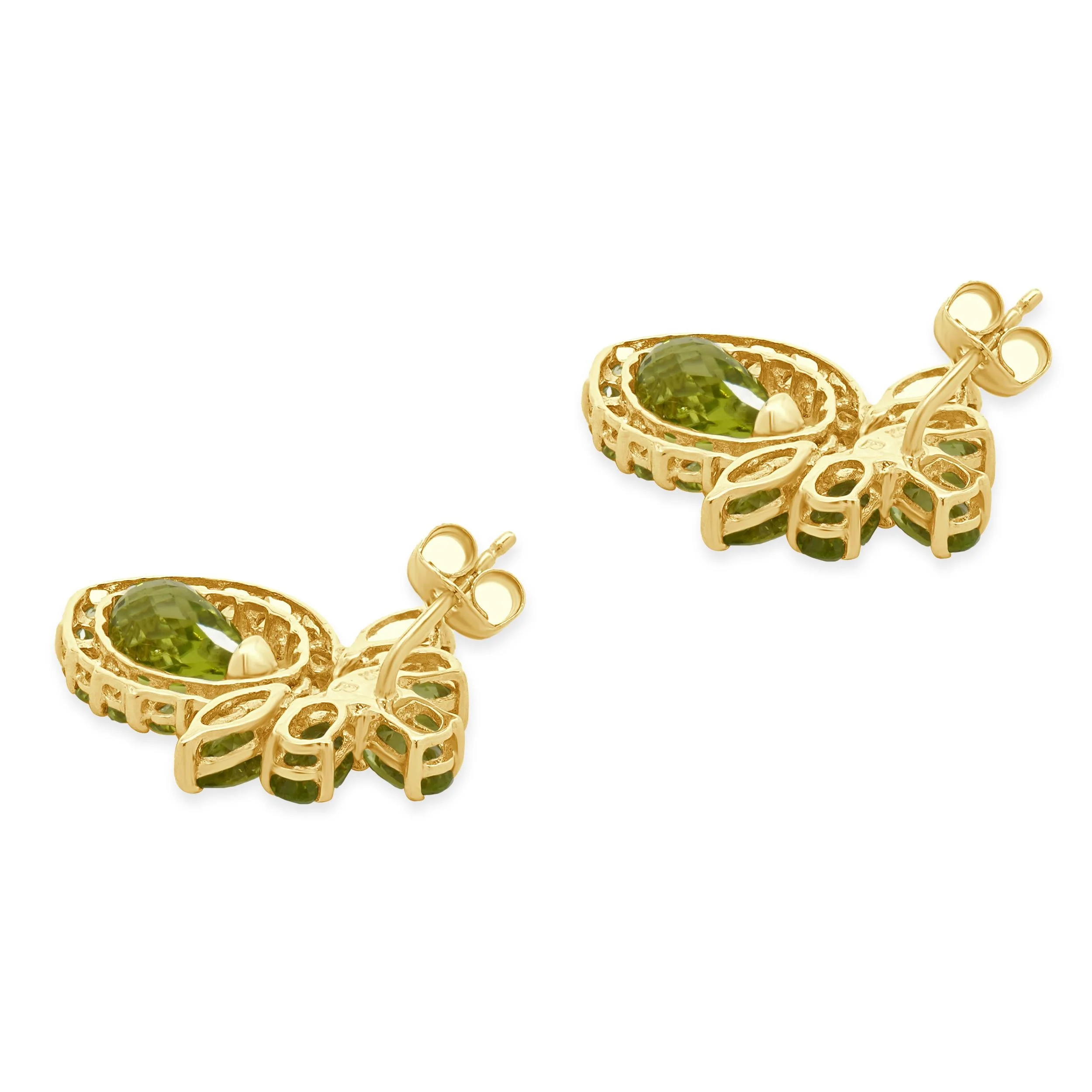 14 Karat Yellow Gold Peridot Drop Earrings - Image 4