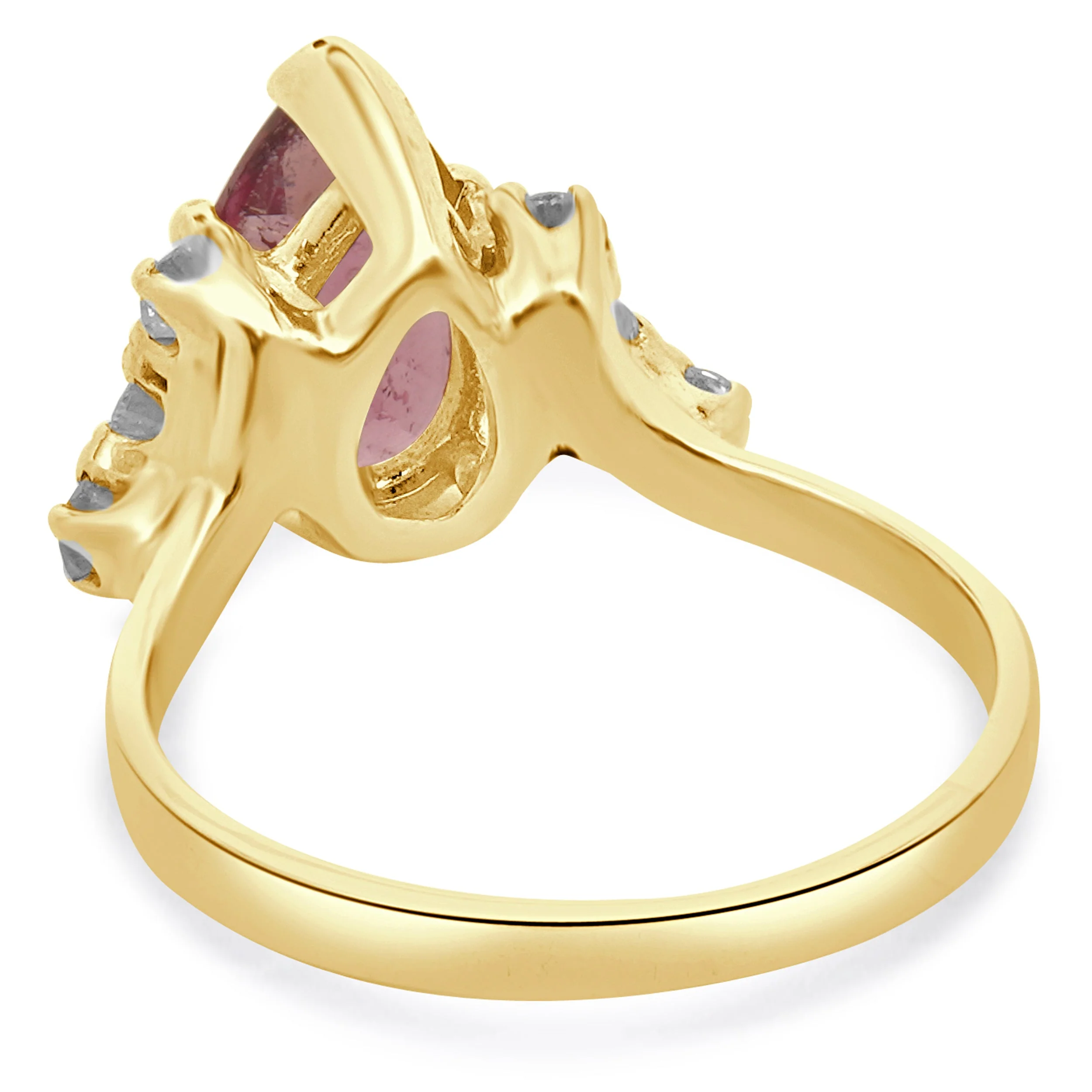 14 Karat Yellow Gold Pink Tourmaline and Diamond Ring - Image 3