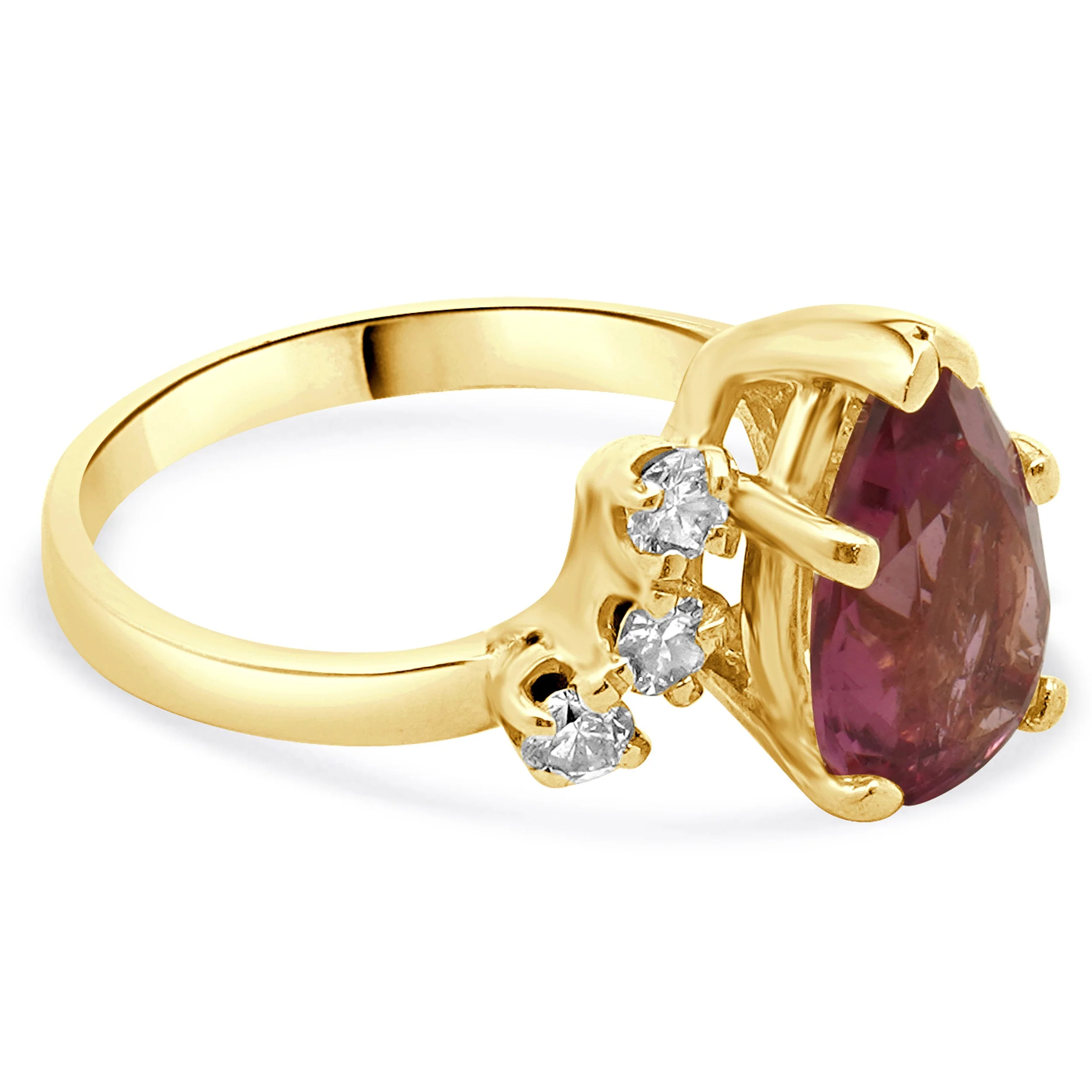 14 Karat Yellow Gold Pink Tourmaline and Diamond Ring - Image 4