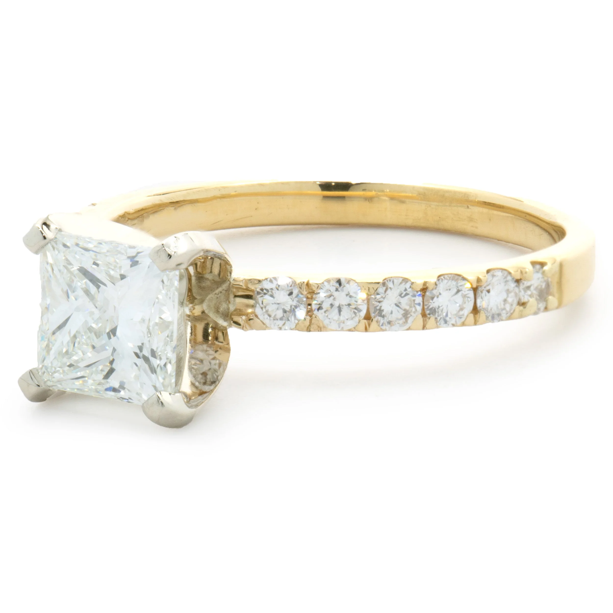 14 Karat Yellow Gold Princess Cut Diamond Engagement Ring - Image 4