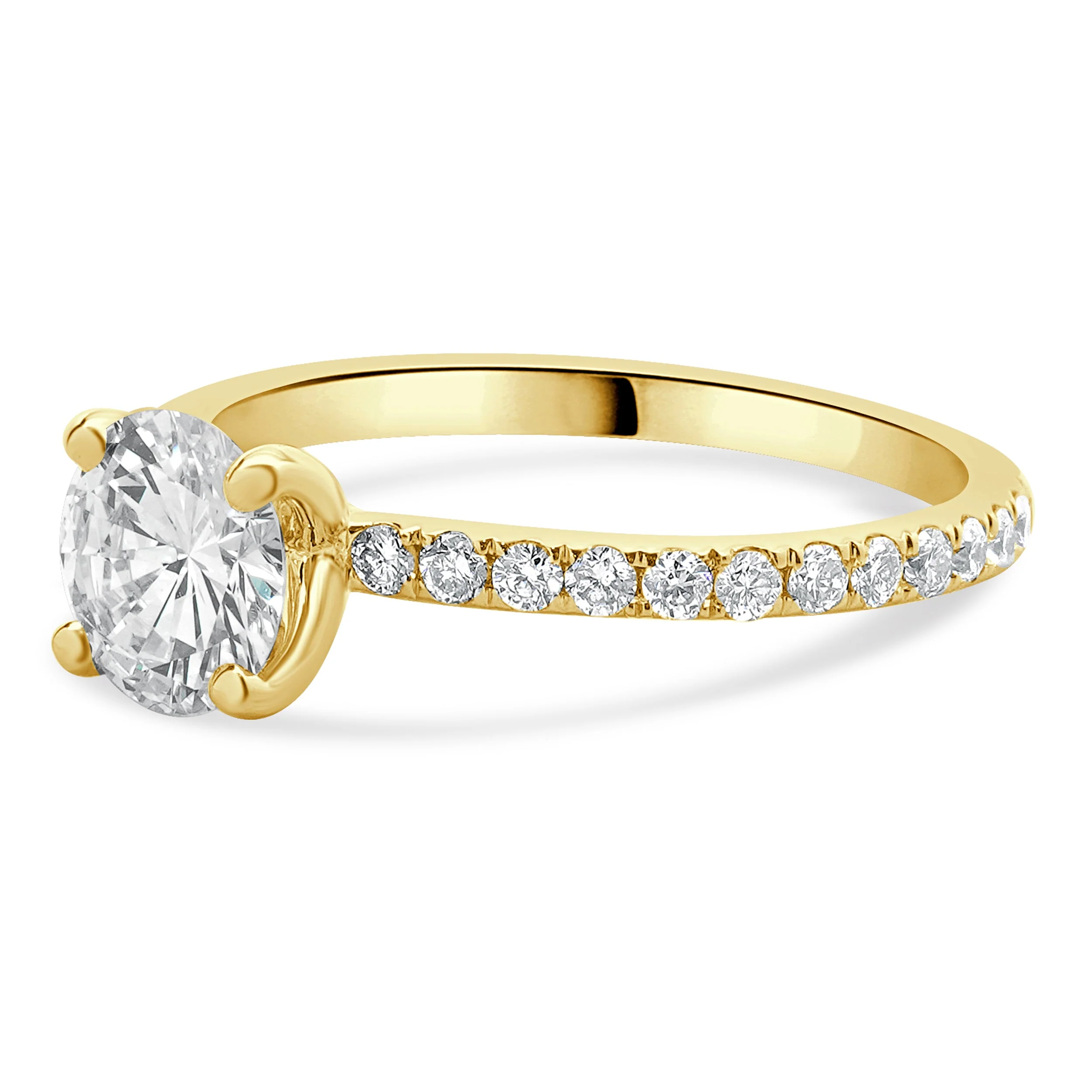 14 Karat Yellow Gold Round Brilliant Cut Diamond Engagement Ring - Image 2
