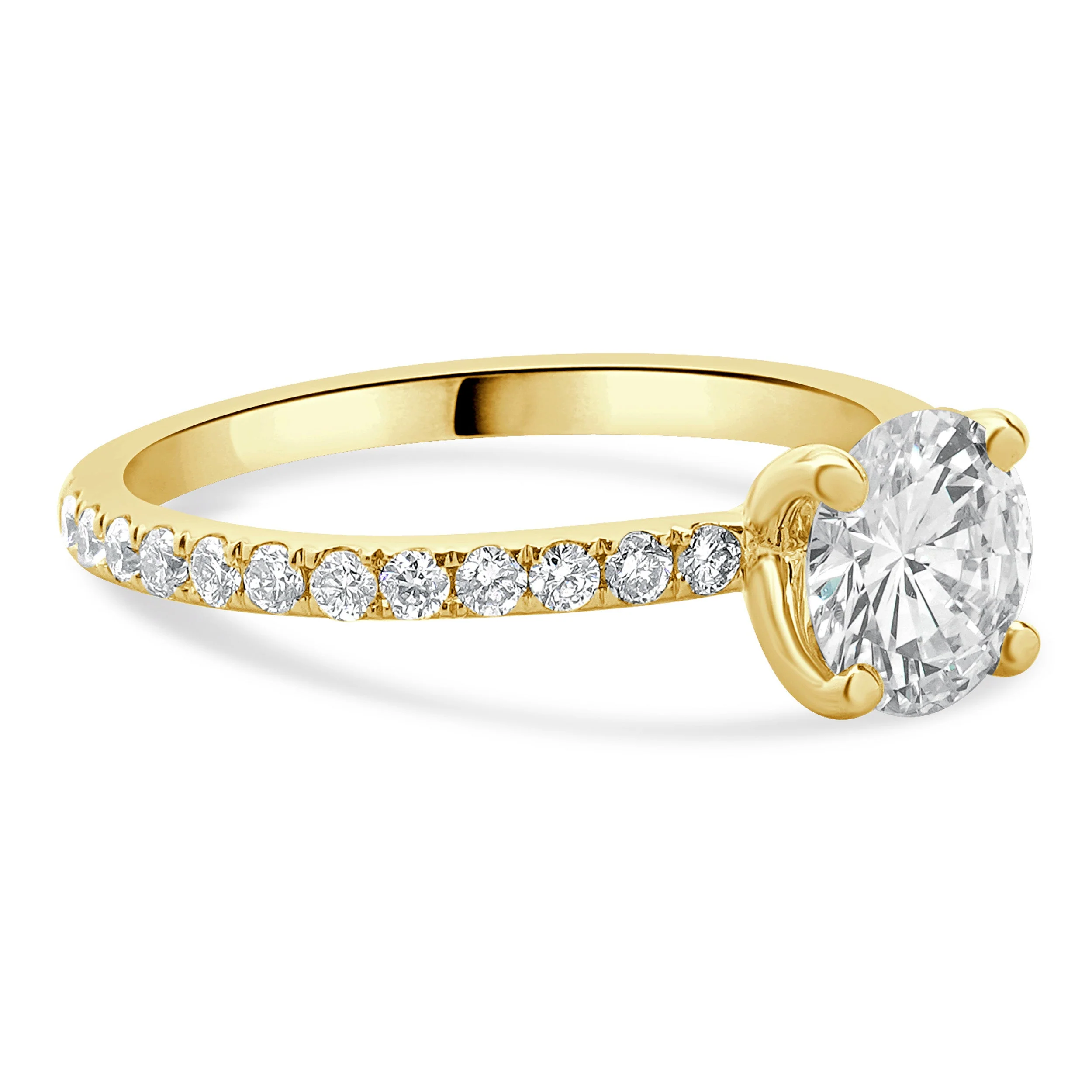 14 Karat Yellow Gold Round Brilliant Cut Diamond Engagement Ring - Image 4