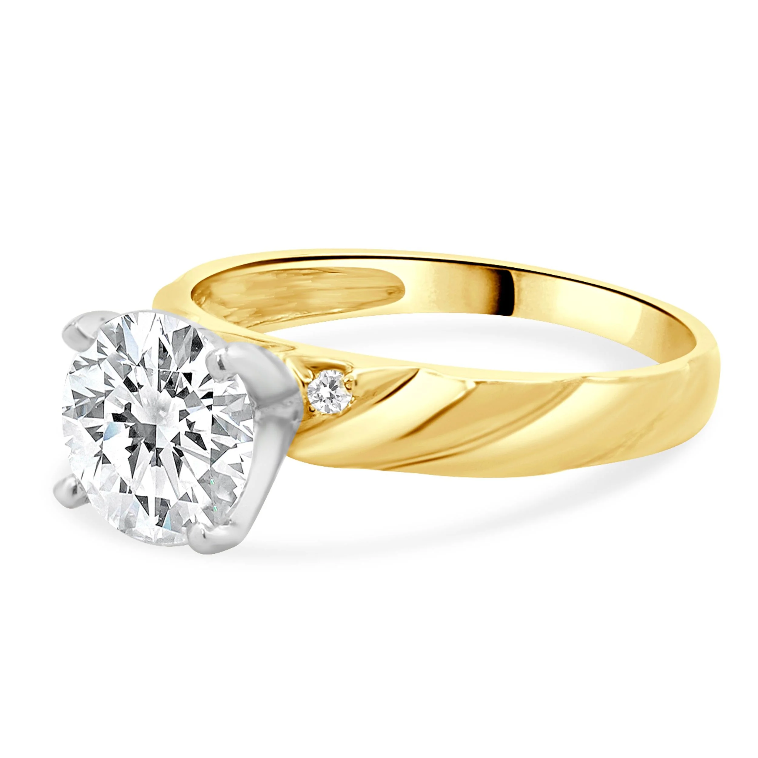 14 Karat Yellow Gold Round Brilliant Cut Diamond Engagement Ring - Image 2