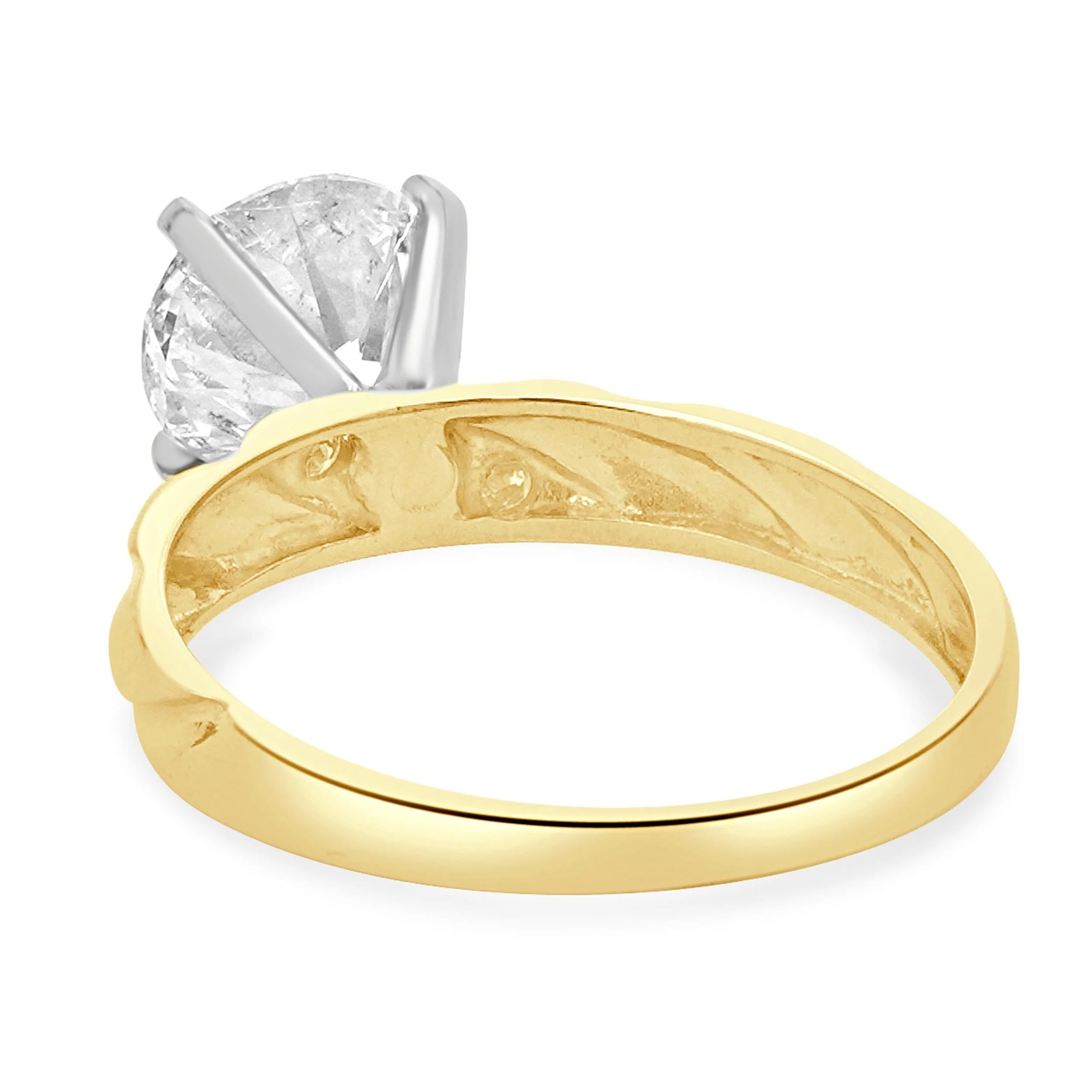 14 Karat Yellow Gold Round Brilliant Cut Diamond Engagement Ring - Image 3