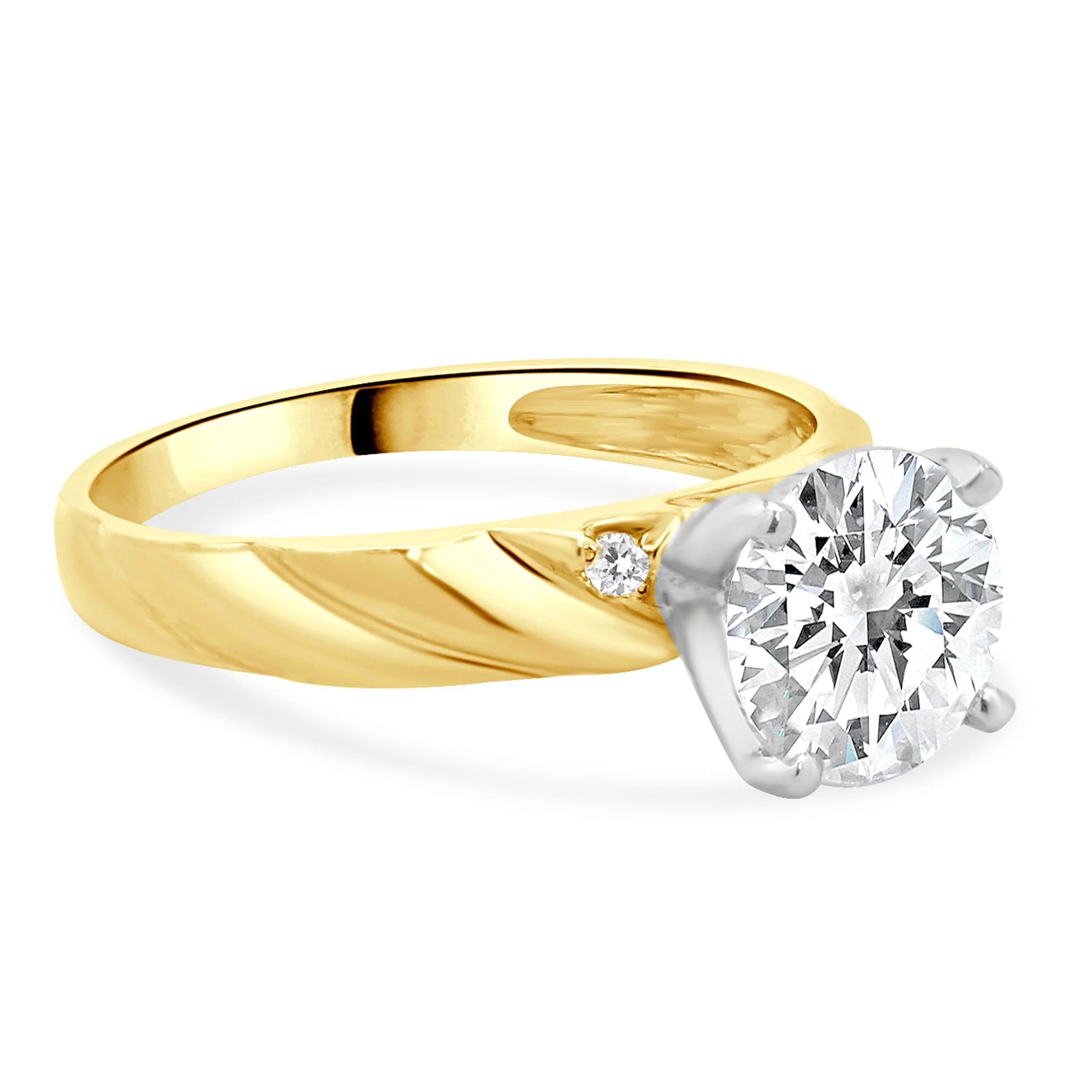 14 Karat Yellow Gold Round Brilliant Cut Diamond Engagement Ring - Image 4