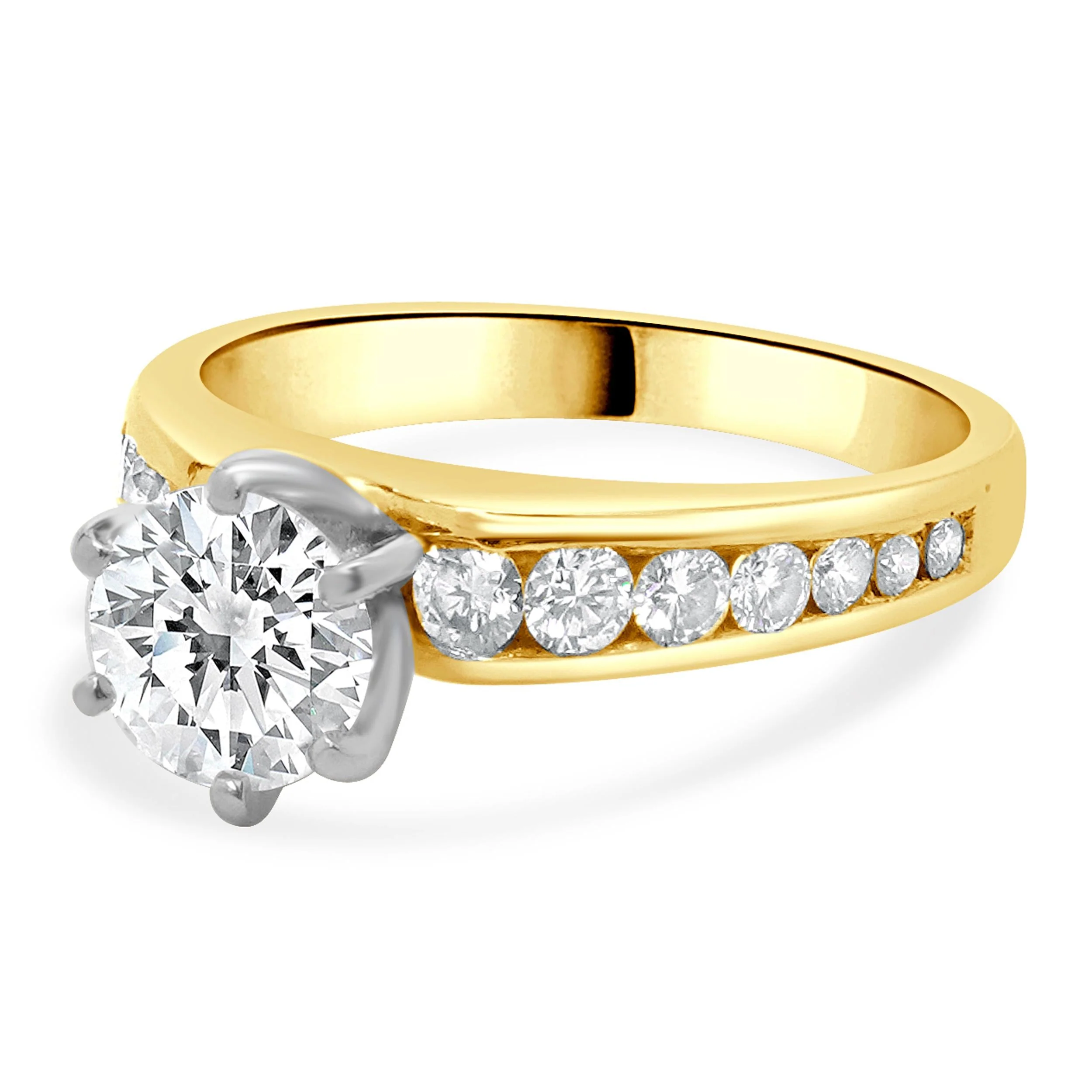 14 Karat Yellow Gold Round Brilliant Cut Diamond Engagement Ring - Image 2