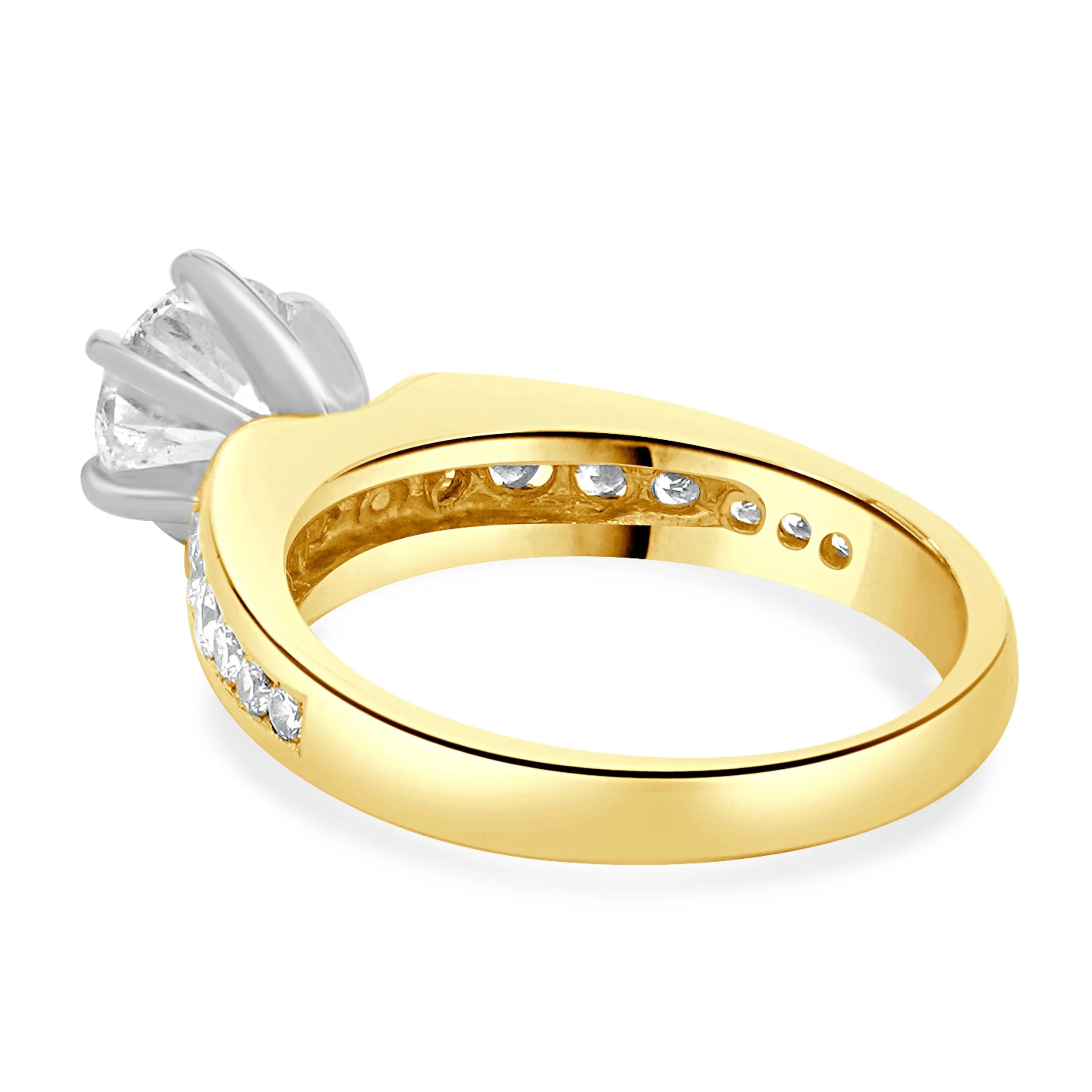 14 Karat Yellow Gold Round Brilliant Cut Diamond Engagement Ring - Image 3