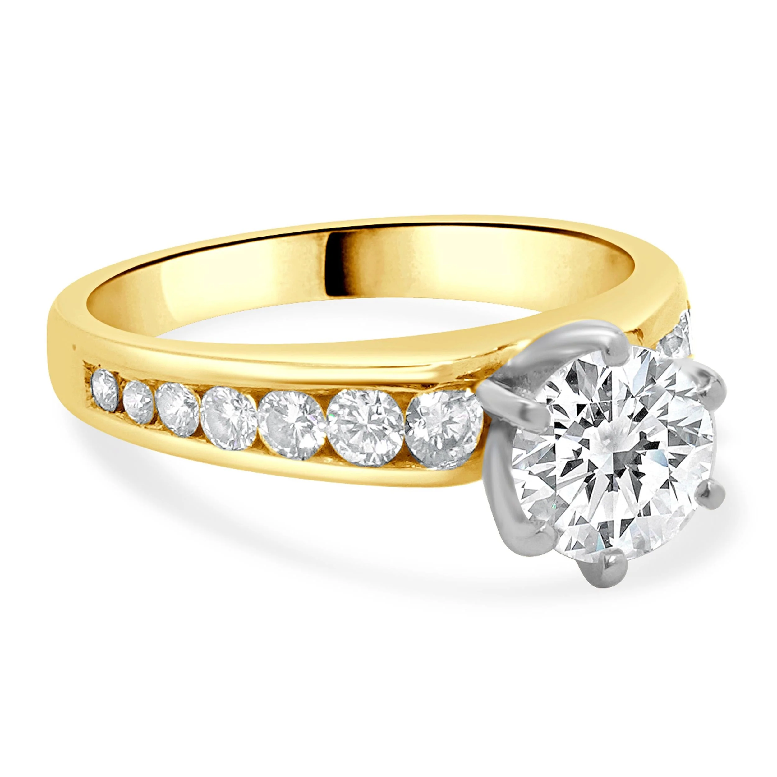 14 Karat Yellow Gold Round Brilliant Cut Diamond Engagement Ring - Image 4