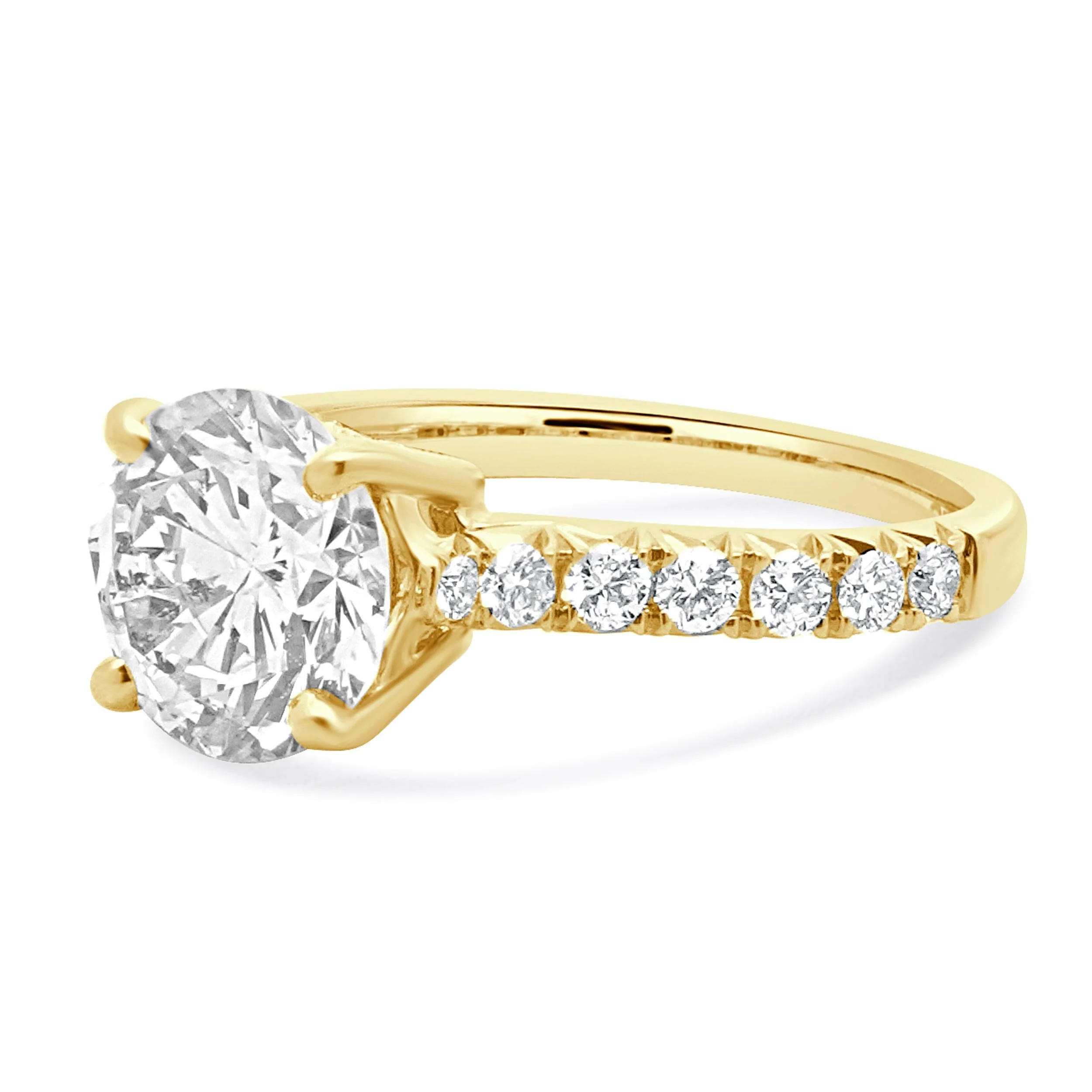 14 Karat Yellow Gold Round Brilliant Cut Diamond Engagement Ring - Image 2