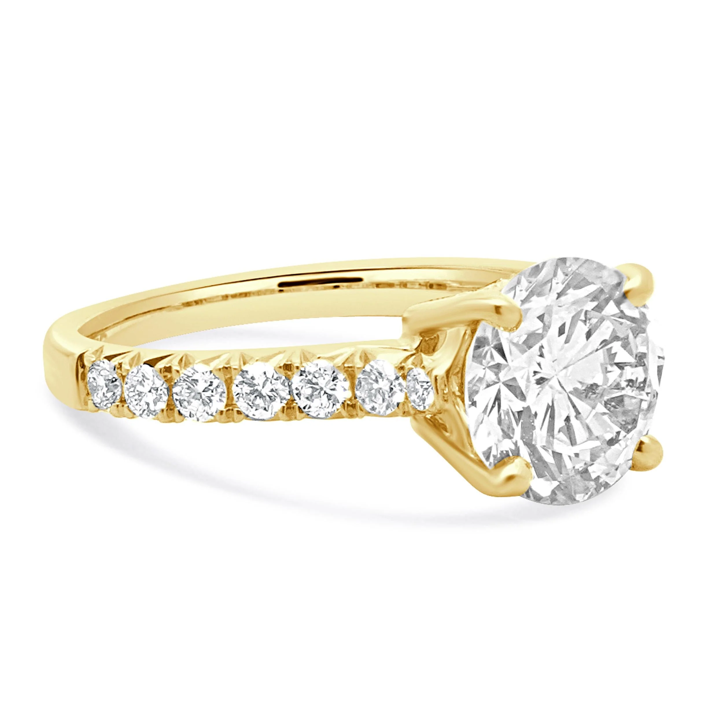 14 Karat Yellow Gold Round Brilliant Cut Diamond Engagement Ring - Image 4