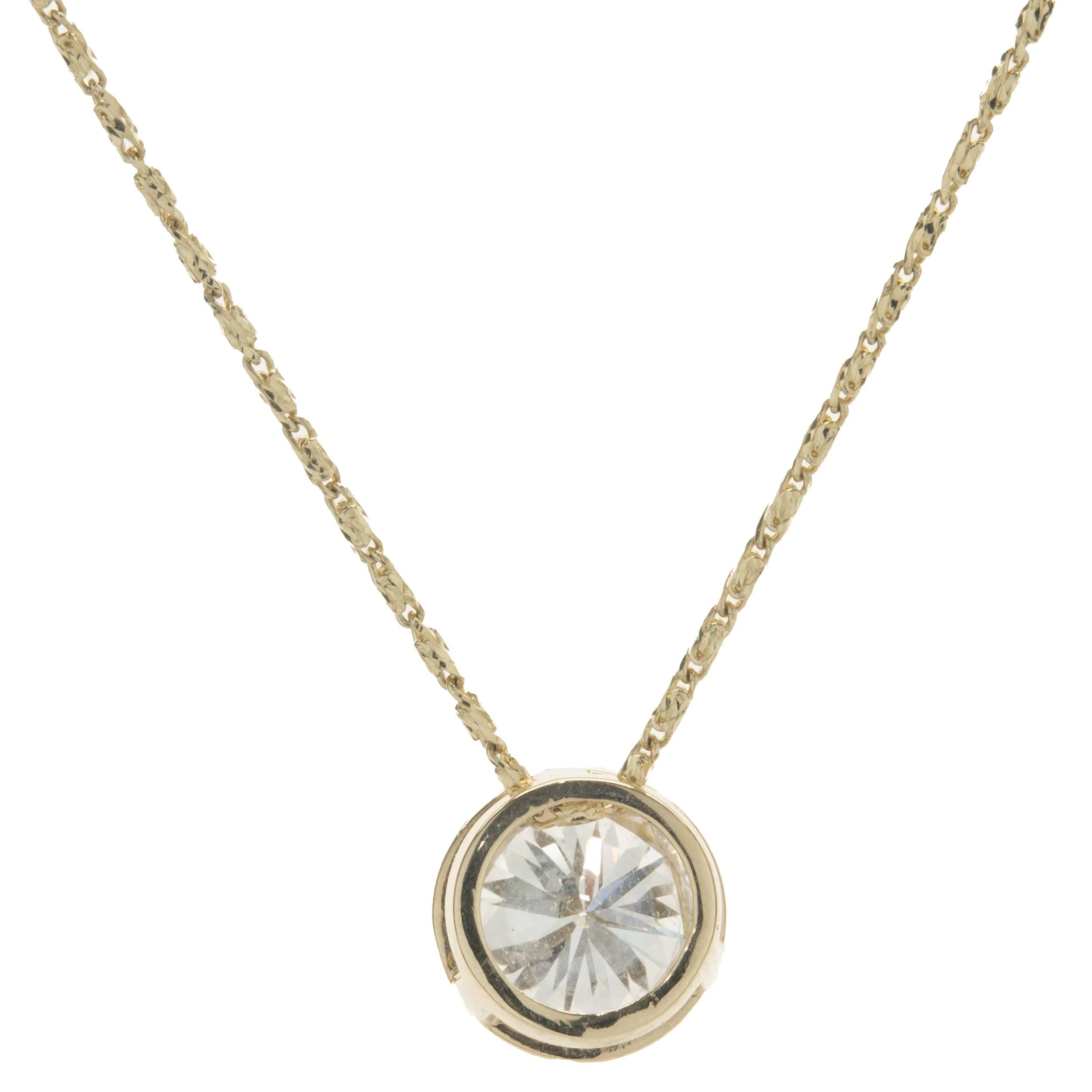 14 Karat Yellow Gold Round Brilliant Cut Diamond Solitaire Necklace - Image 2