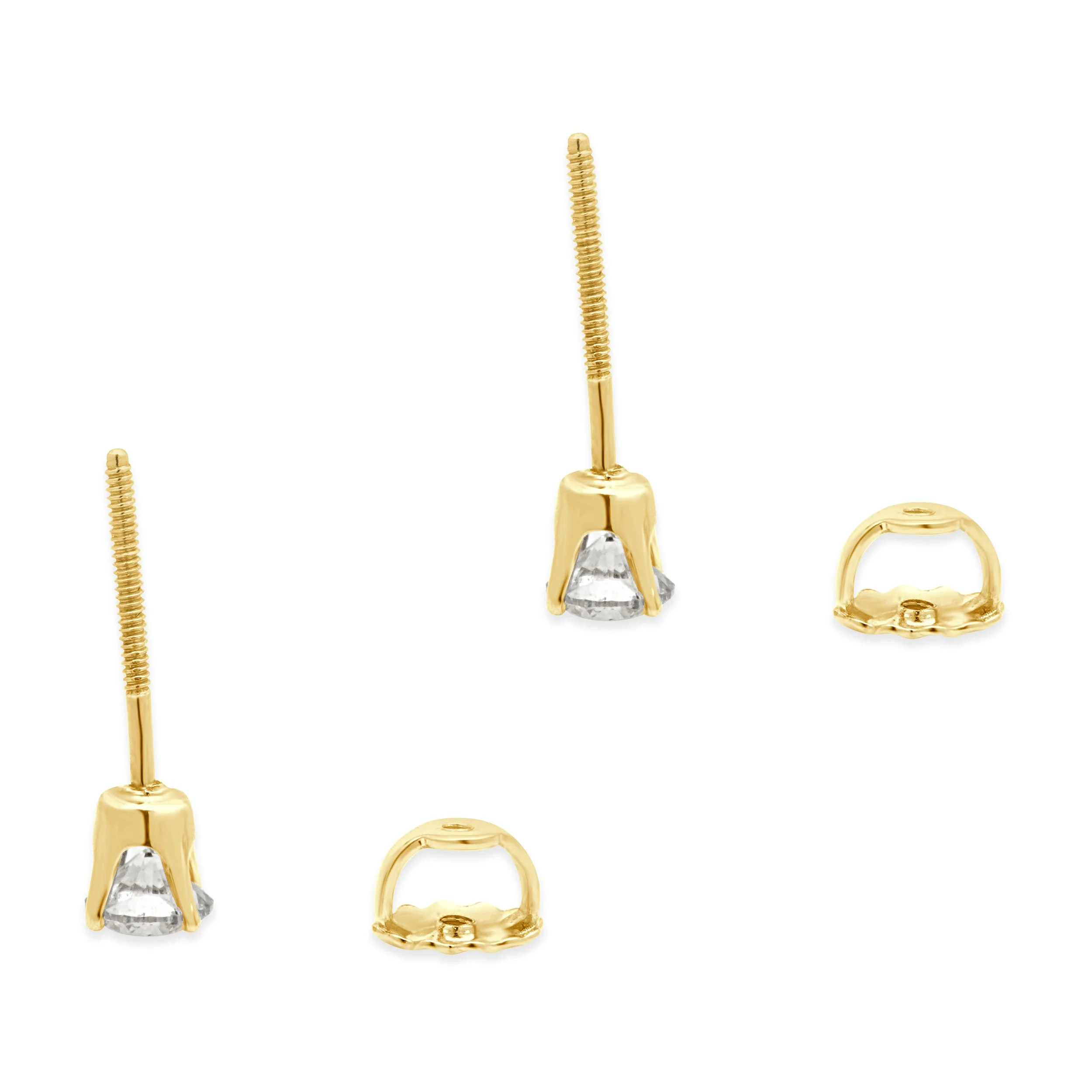 14 Karat Yellow Gold Round Brilliant Cut Diamond Stud Earrings - Image 4