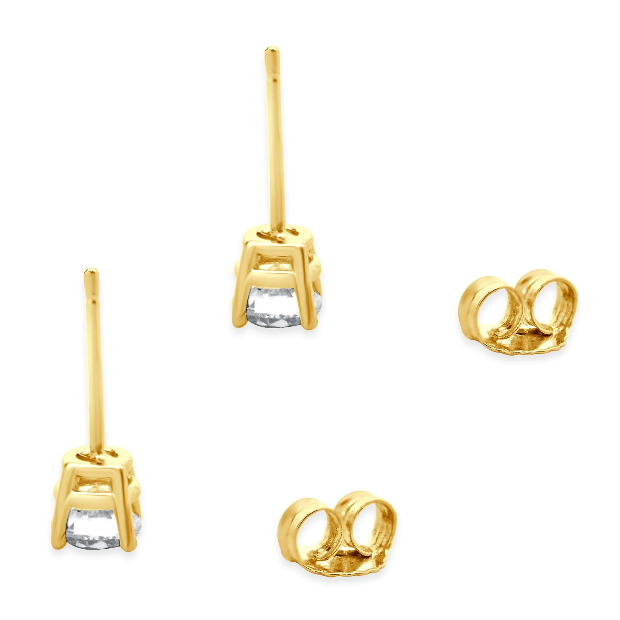 14 Karat Yellow Gold Round Brilliant Cut Diamond Stud Earrings - Image 4