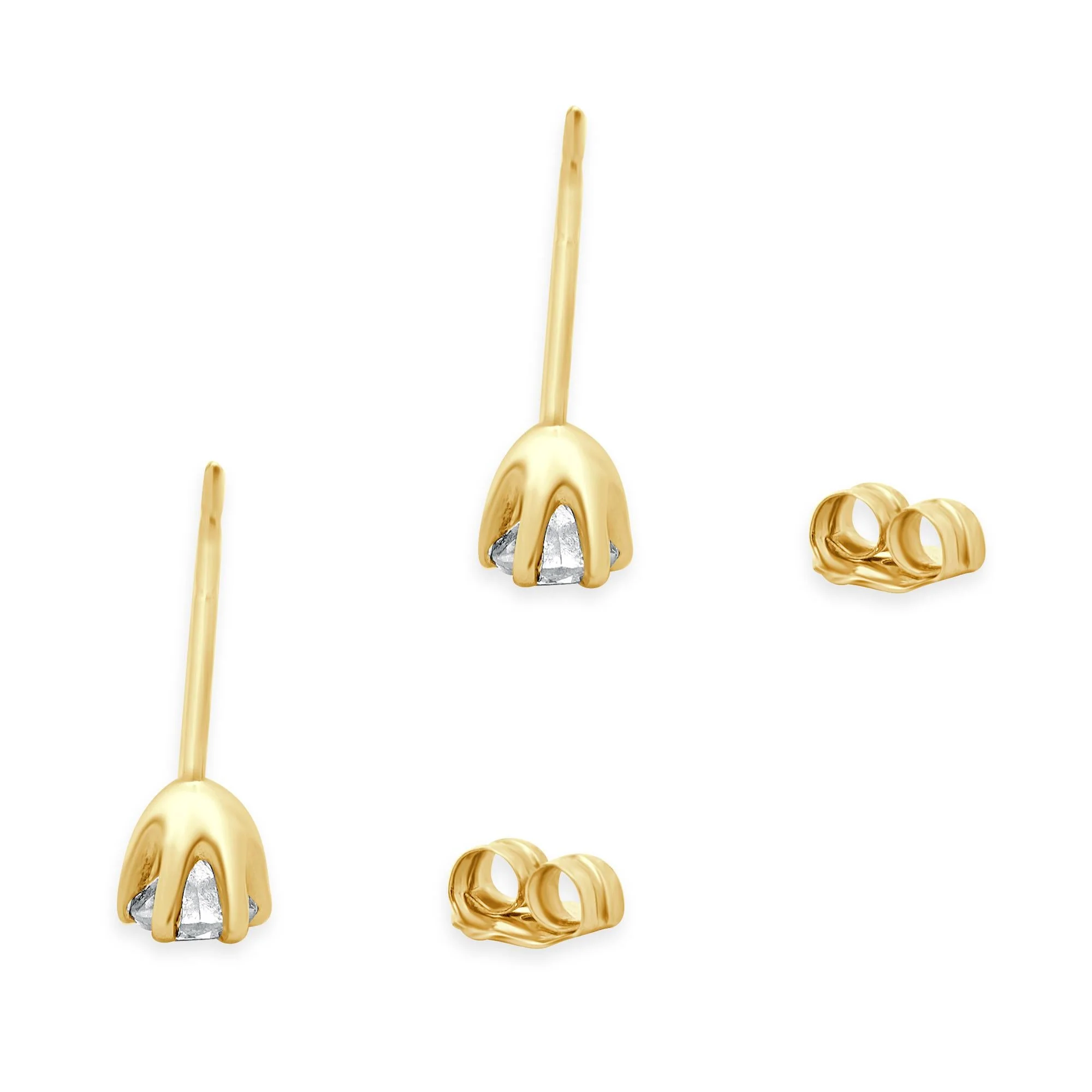 14 Karat Yellow Gold Round Brilliant Cut Diamond Stud Earrings - Image 3