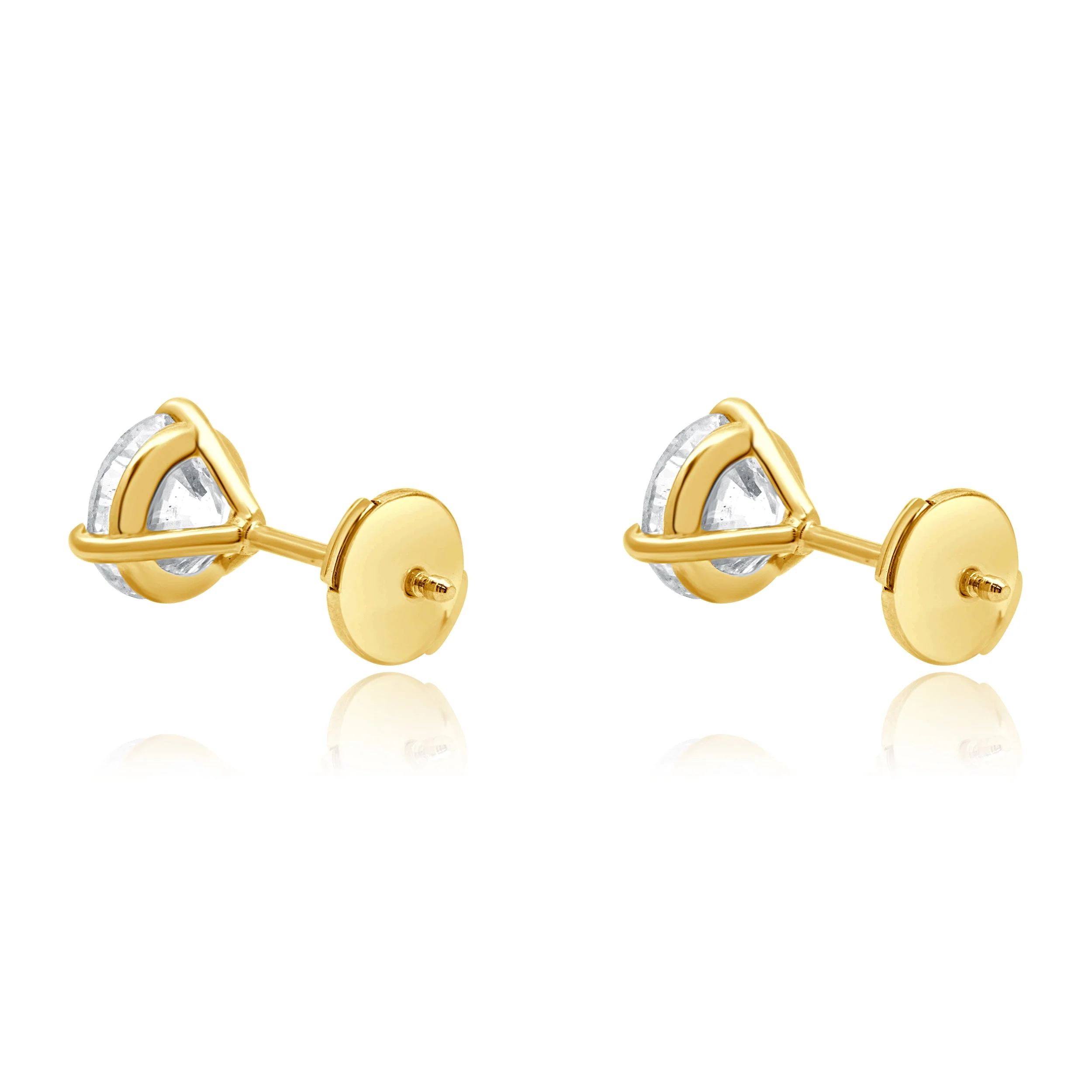 14 Karat Yellow Gold Round Brilliant Cut Diamond Stud Earrings - Image 3