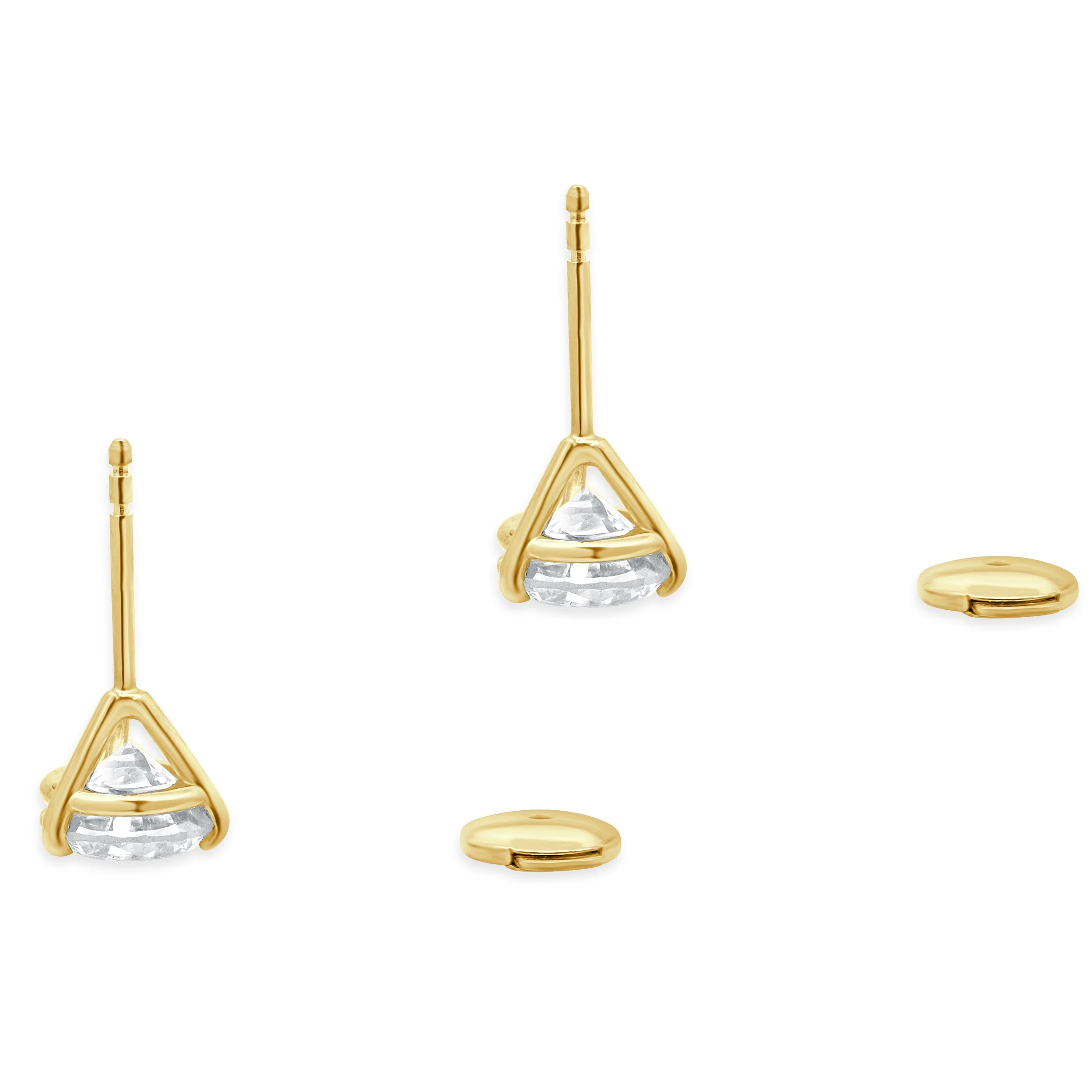 14 Karat Yellow Gold Round Brilliant Cut Diamond Stud Earrings - Image 4