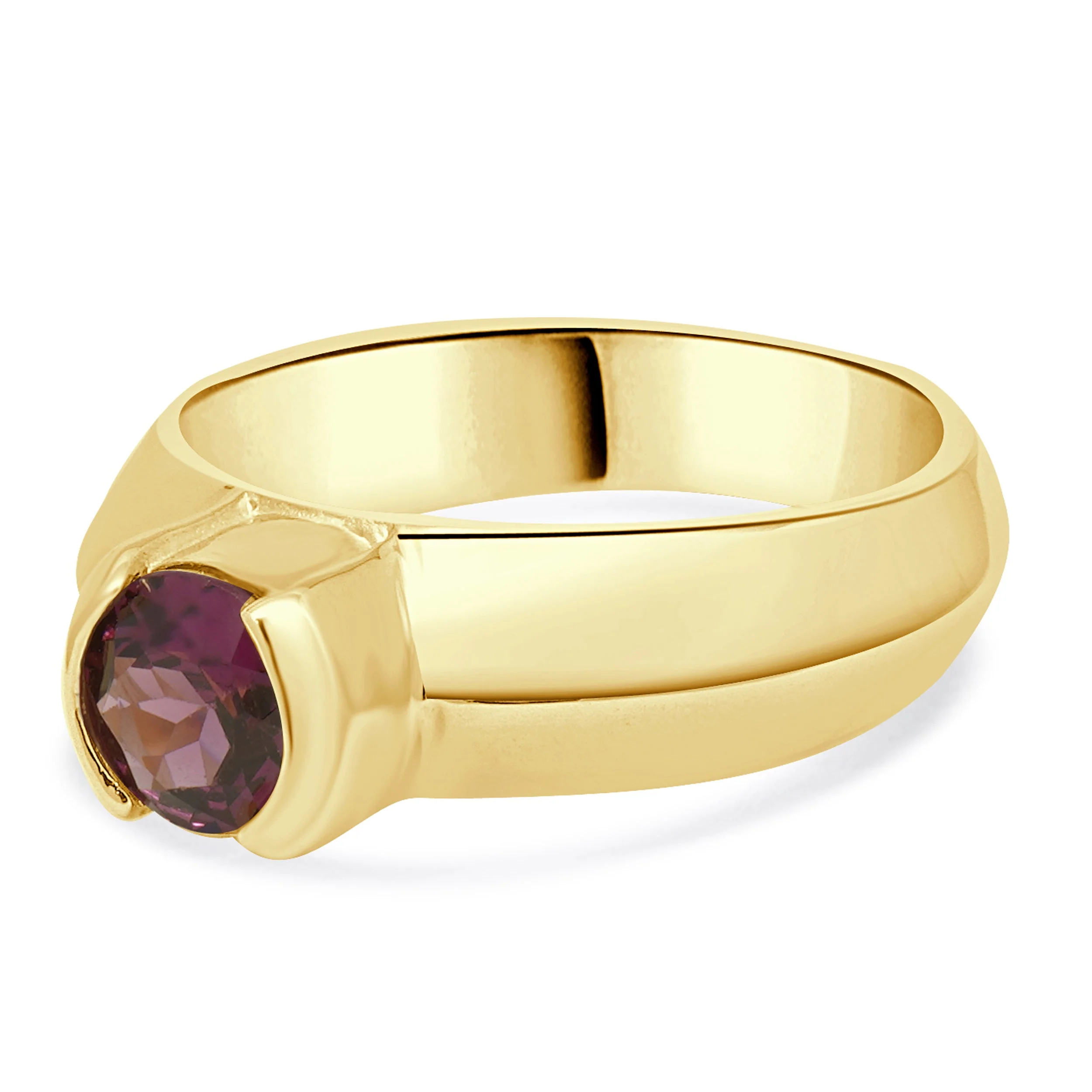 14 Karat Yellow Gold Round Cut Solitaire Pink Tourmaline Ring - Image 2