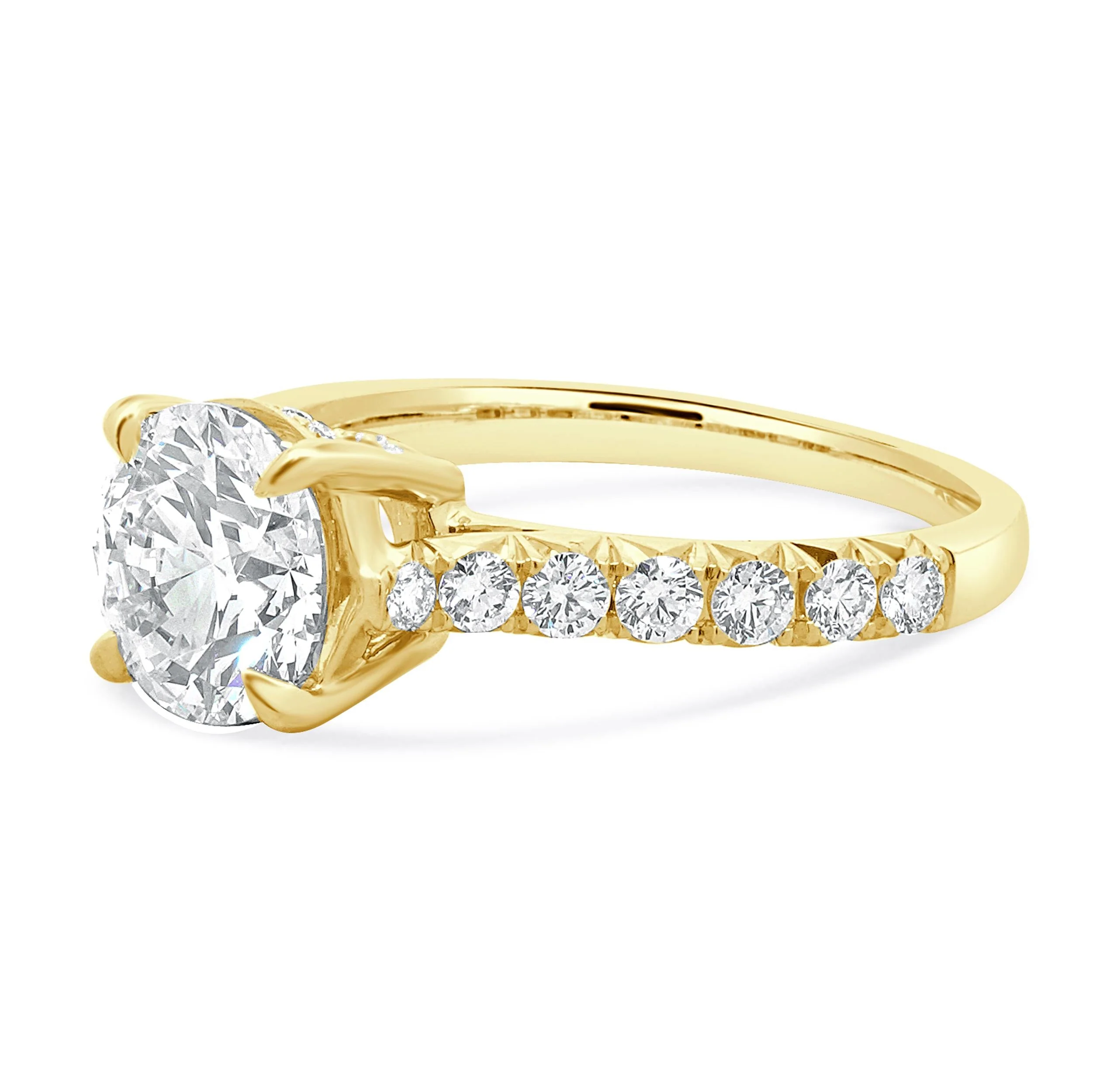 14 Karat Yellow Gold Round Diamond Engagement Ring - Image 2