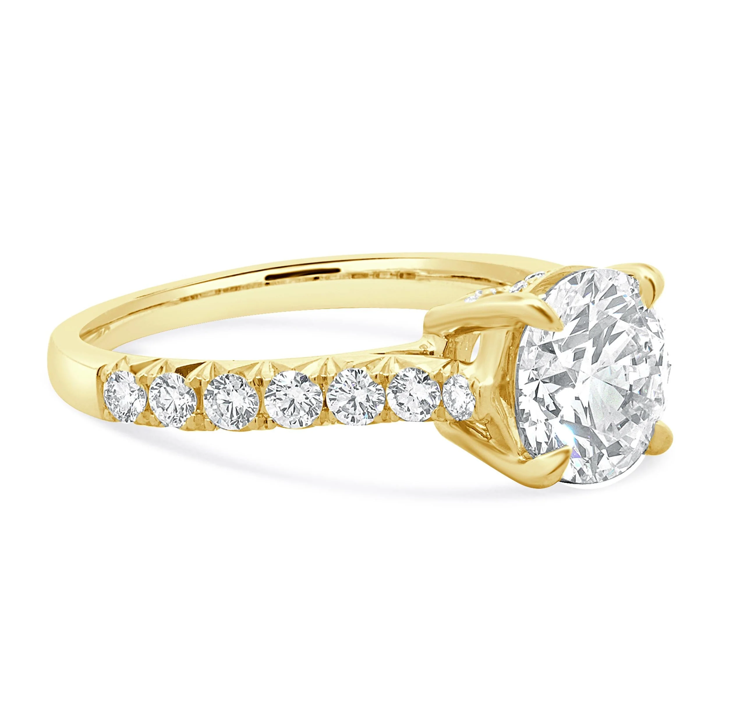 14 Karat Yellow Gold Round Diamond Engagement Ring - Image 3
