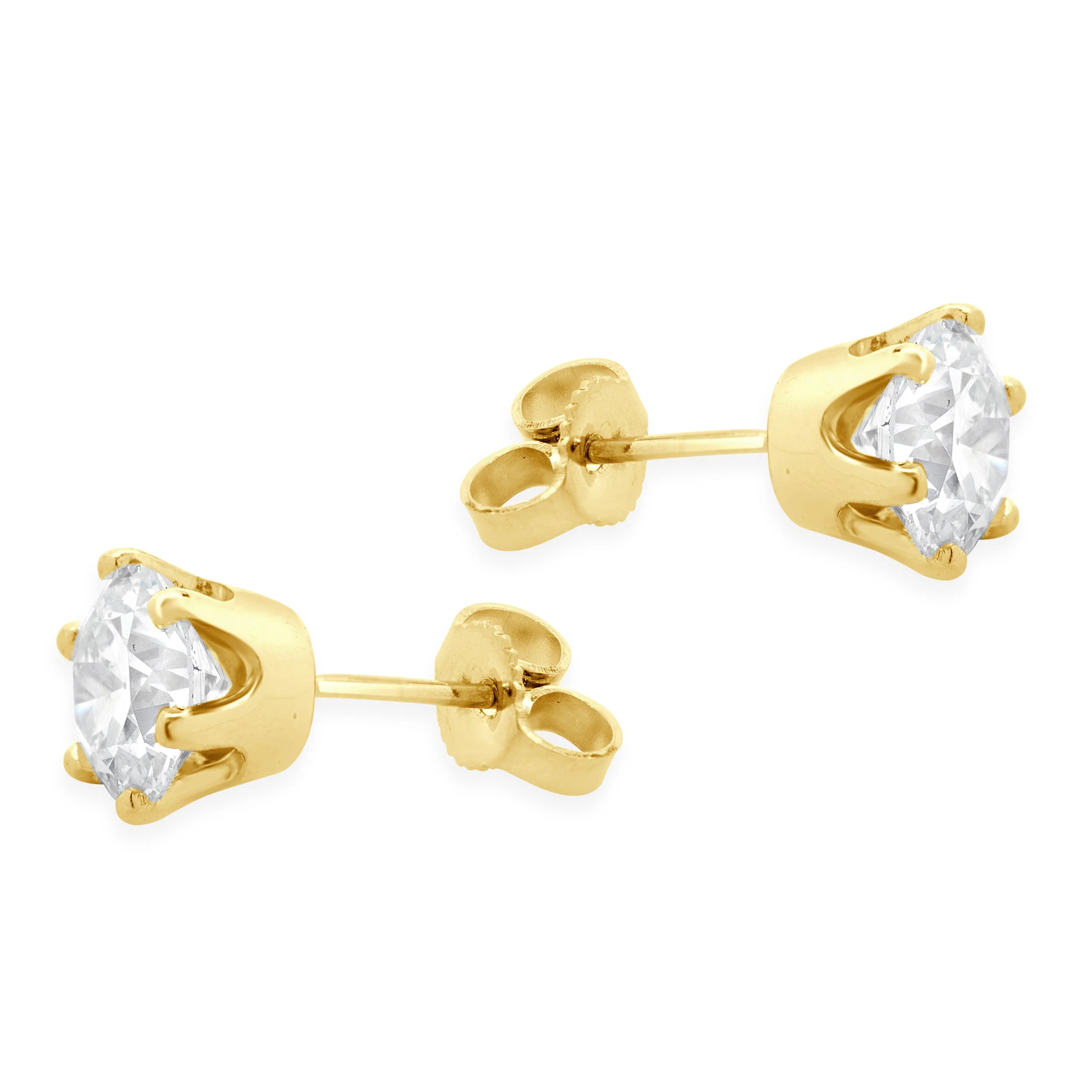 14 Karat Yellow Gold Round European Cut Stud Earrings - Image 2