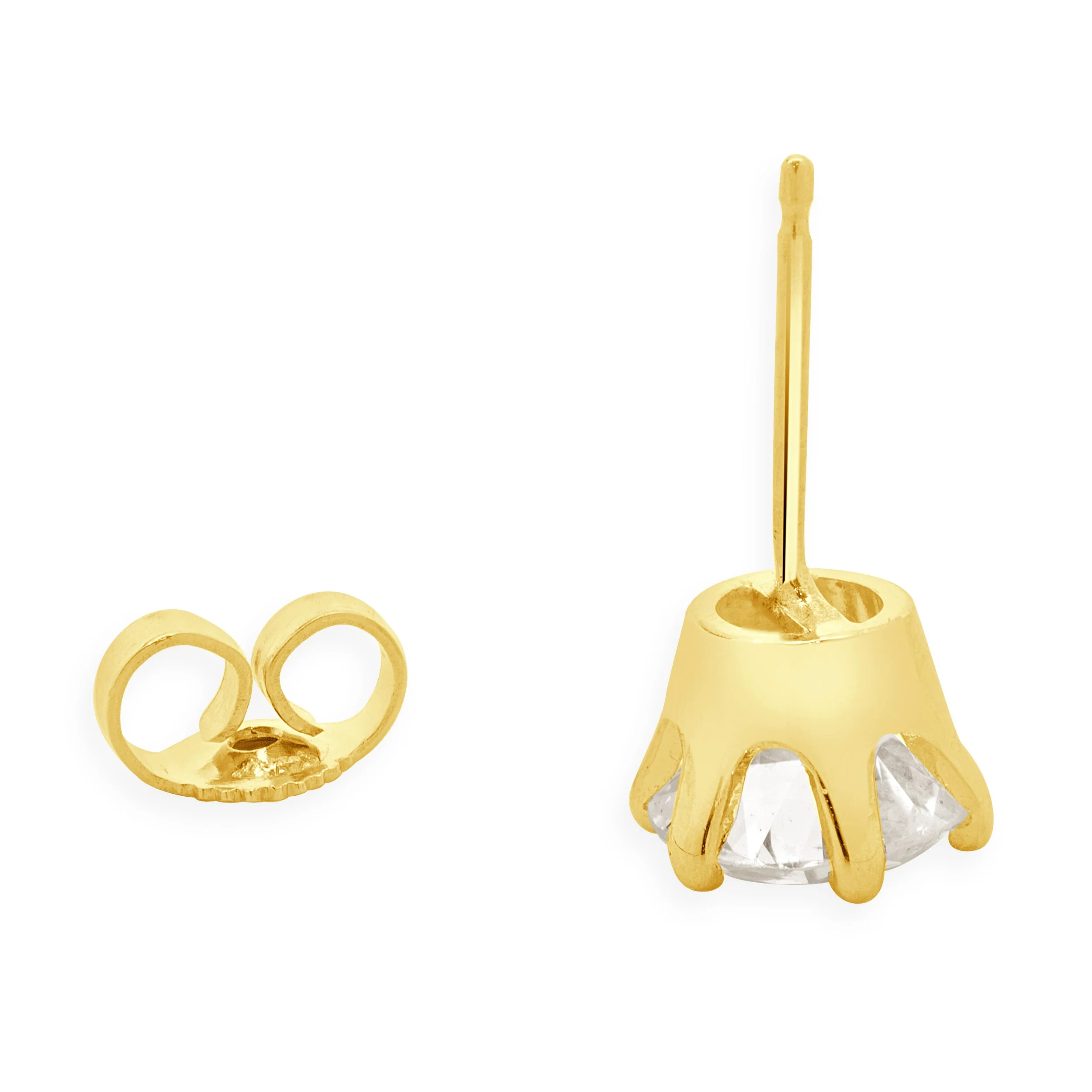14 Karat Yellow Gold Round European Cut Stud Earrings - Image 4