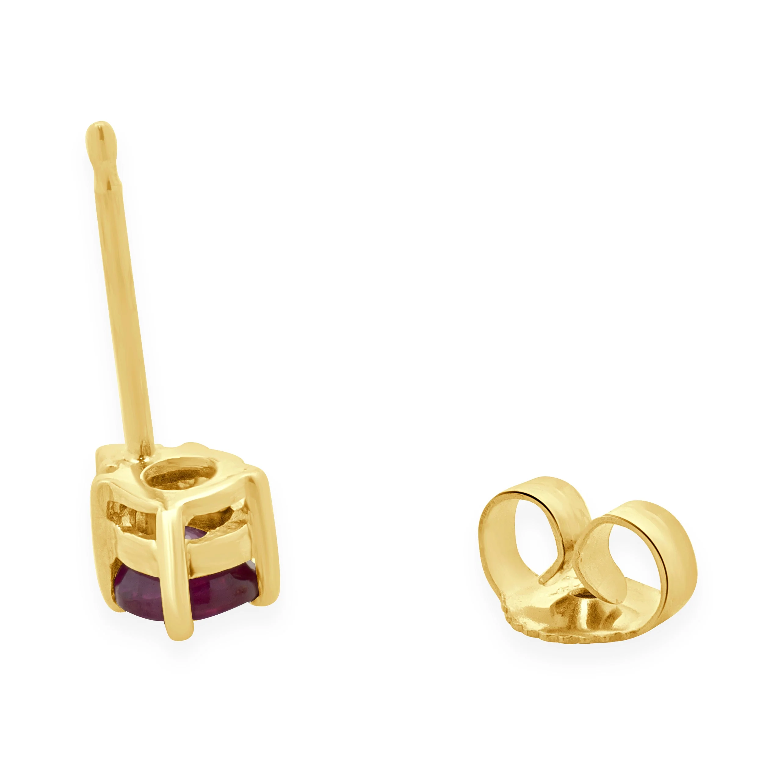 14 Karat Yellow Gold Rubellite Tourmaline and Diamond Stud Earrings - Image 4