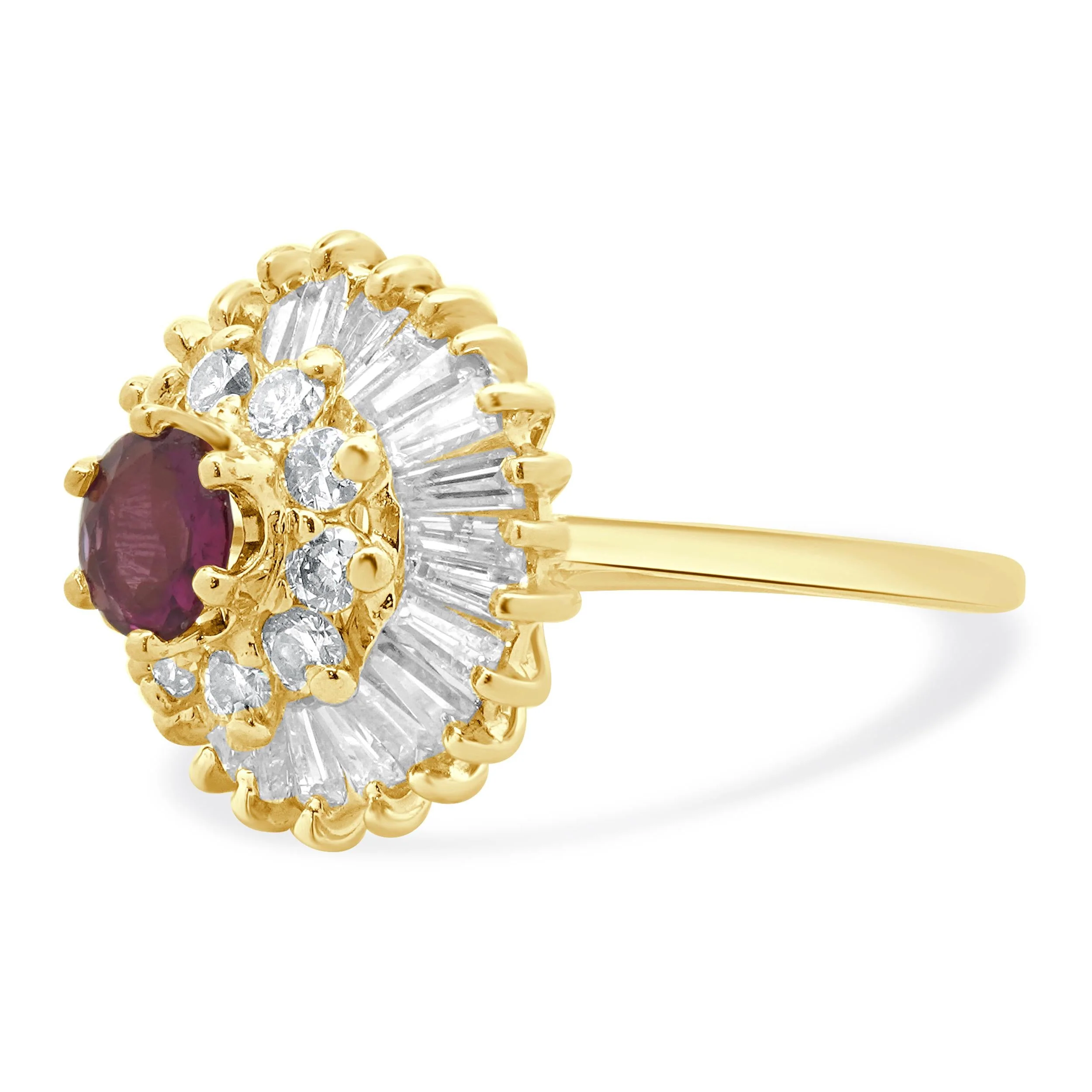 14 Karat Yellow Gold Ruby and Diamond Ballerina Ring - Image 2