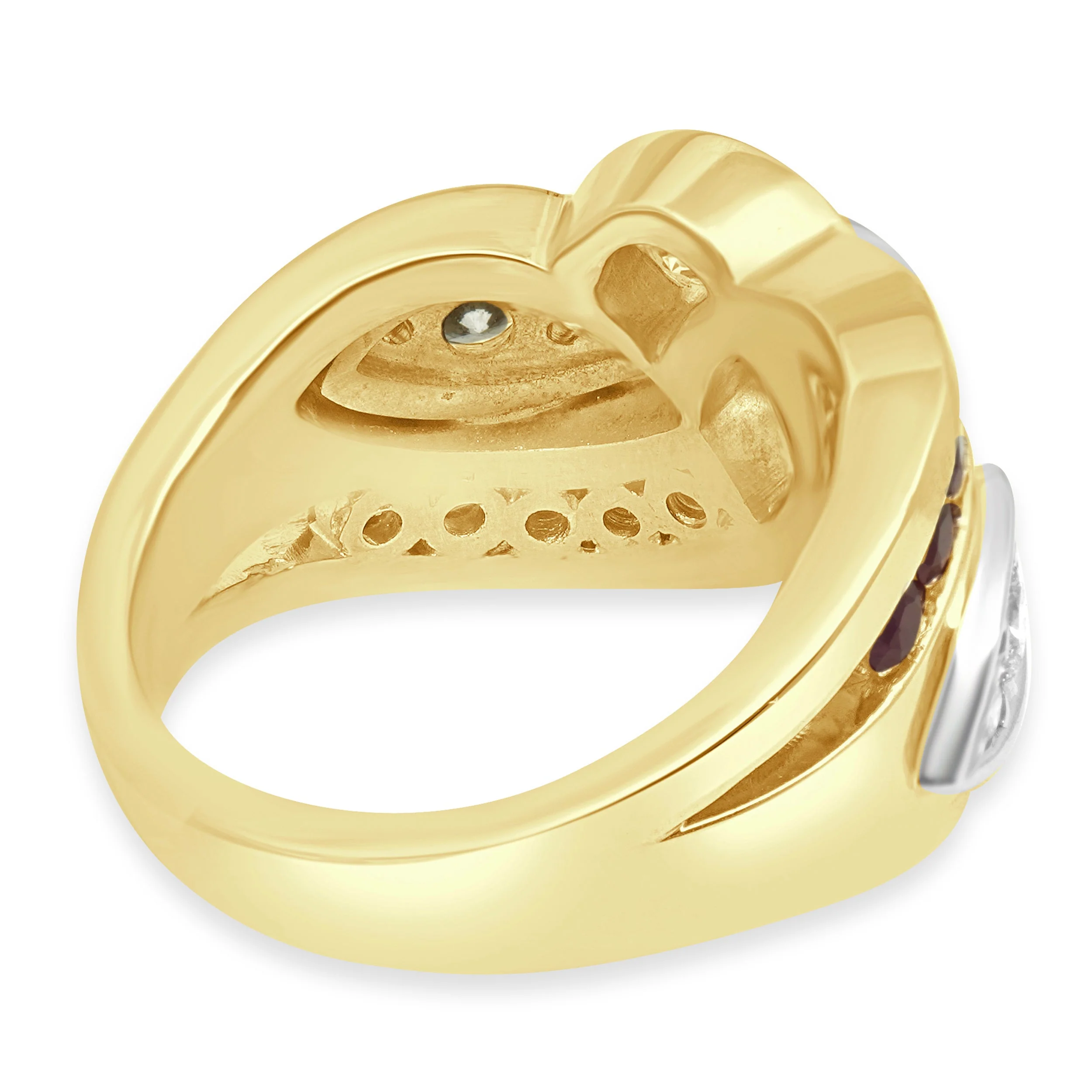 14 Karat Yellow Gold Ruby and Diamond Channel Set Ring - Image 4