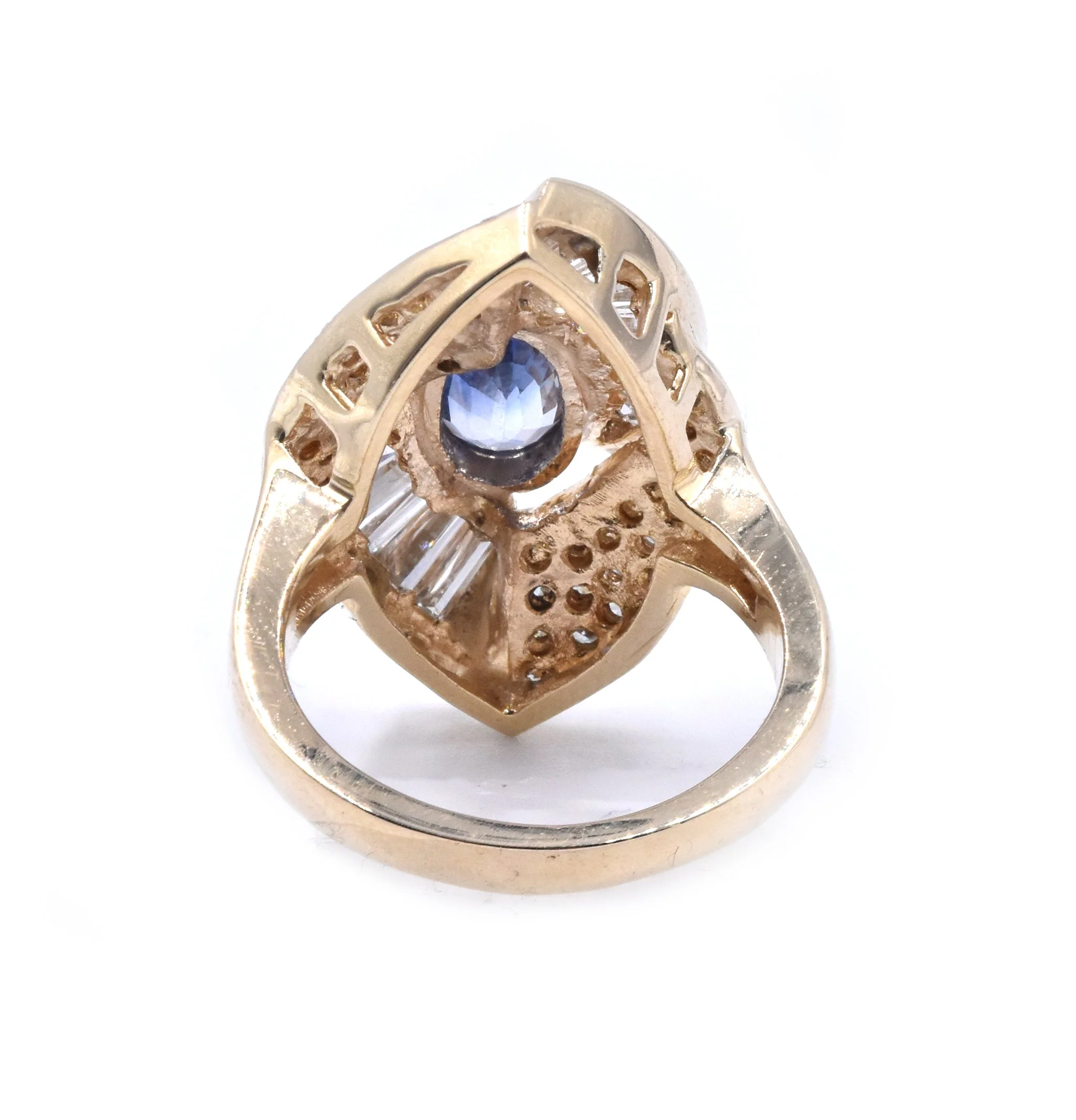 14 Karat Yellow Gold Sapphire and Diamond Cocktail Ring - Image 4