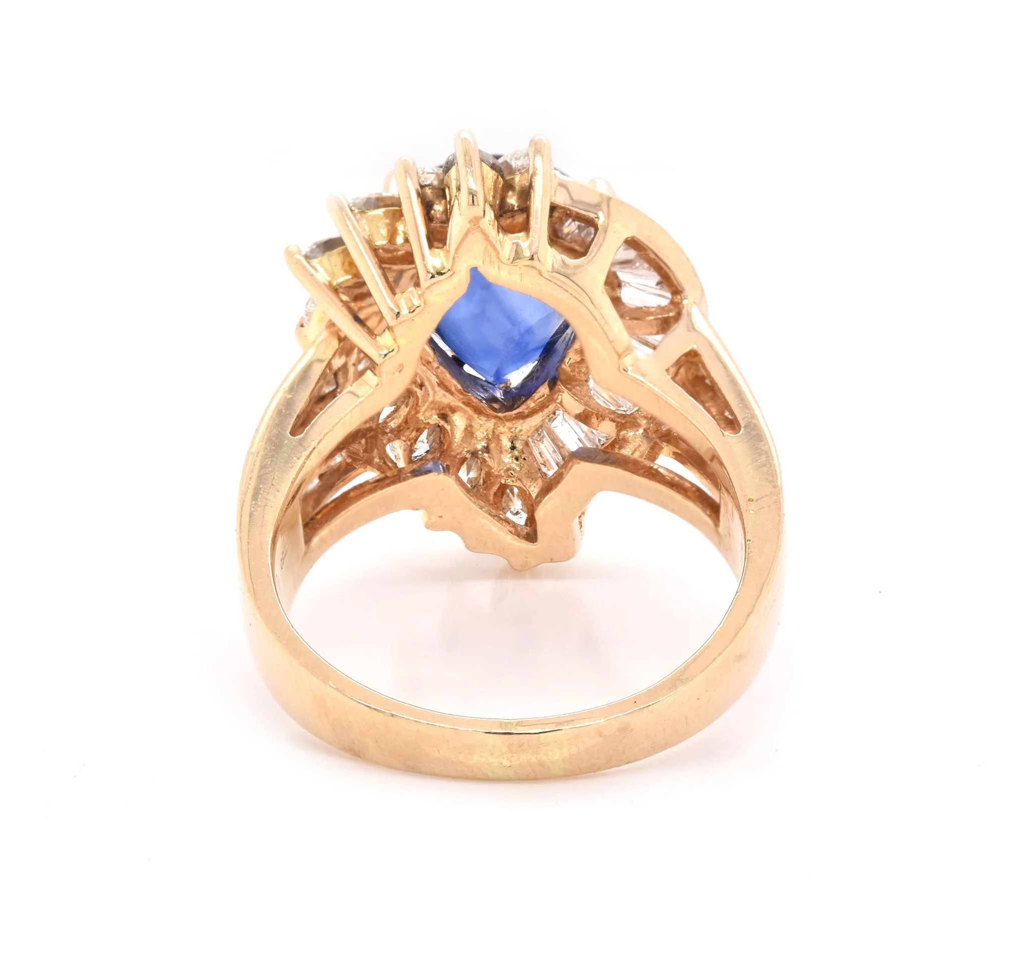 14 Karat Yellow Gold Sapphire and Diamond Cocktail Ring - Image 4