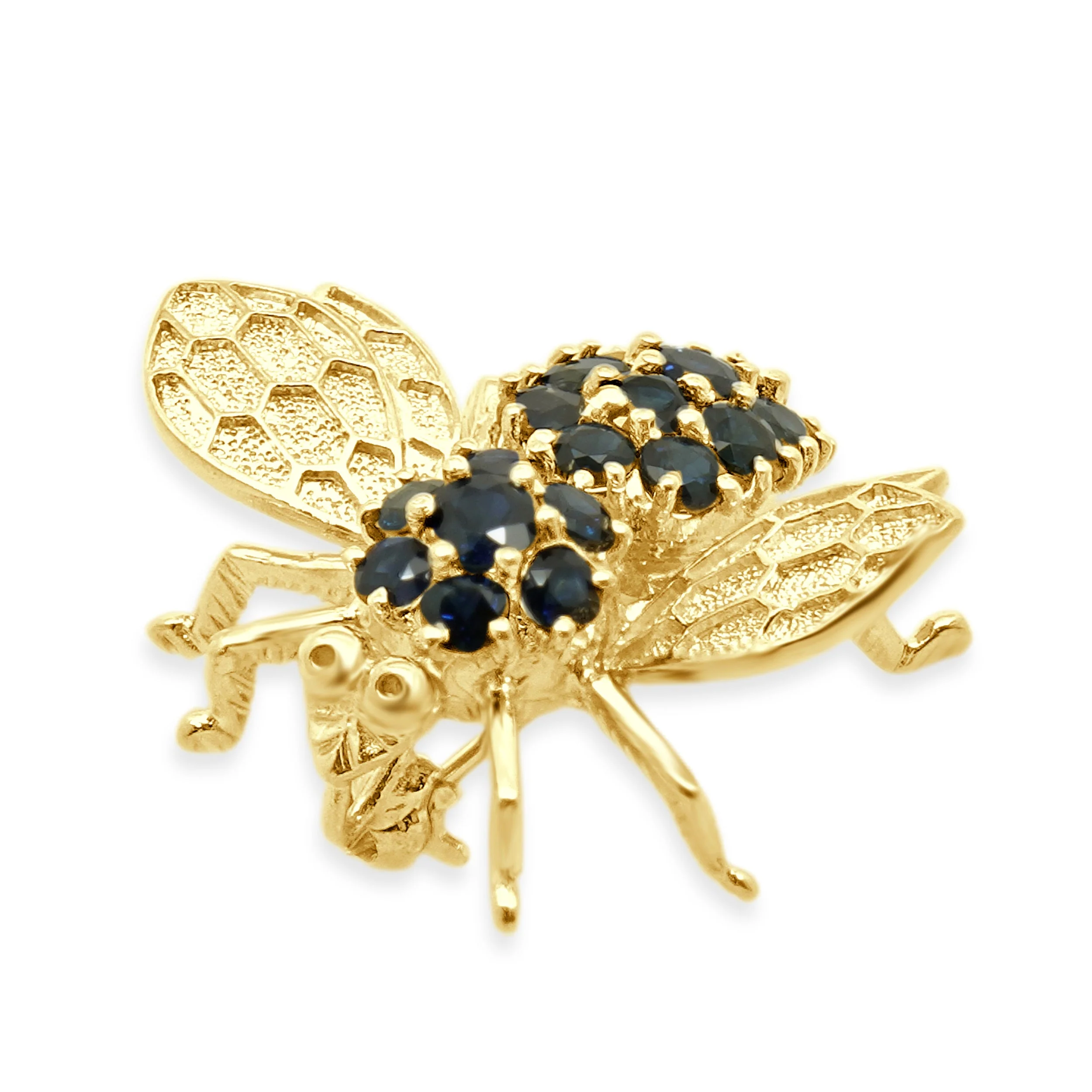 14 Karat Yellow Gold Sapphire Bee Pin