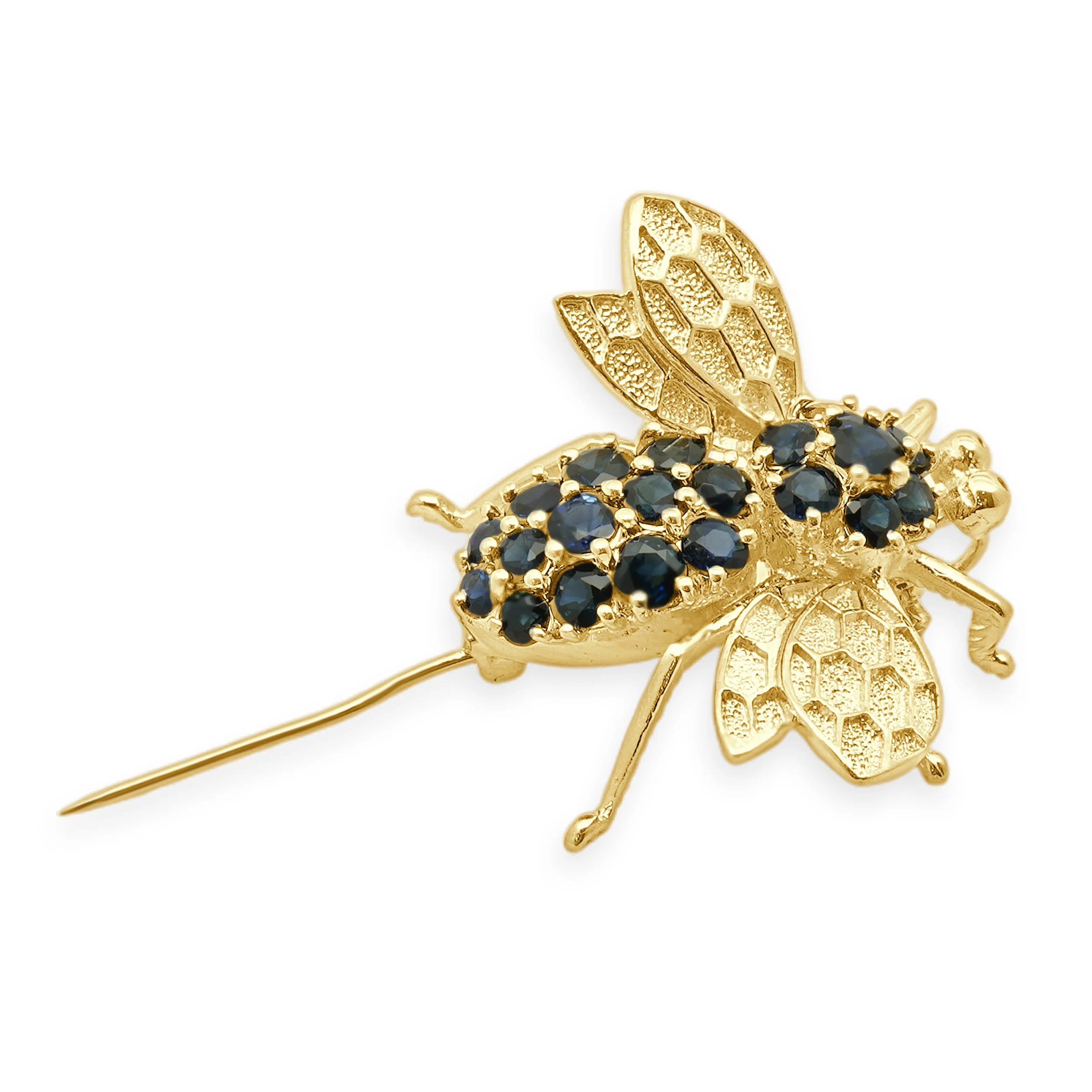 14 Karat Yellow Gold Sapphire Bee Pin - Image 4