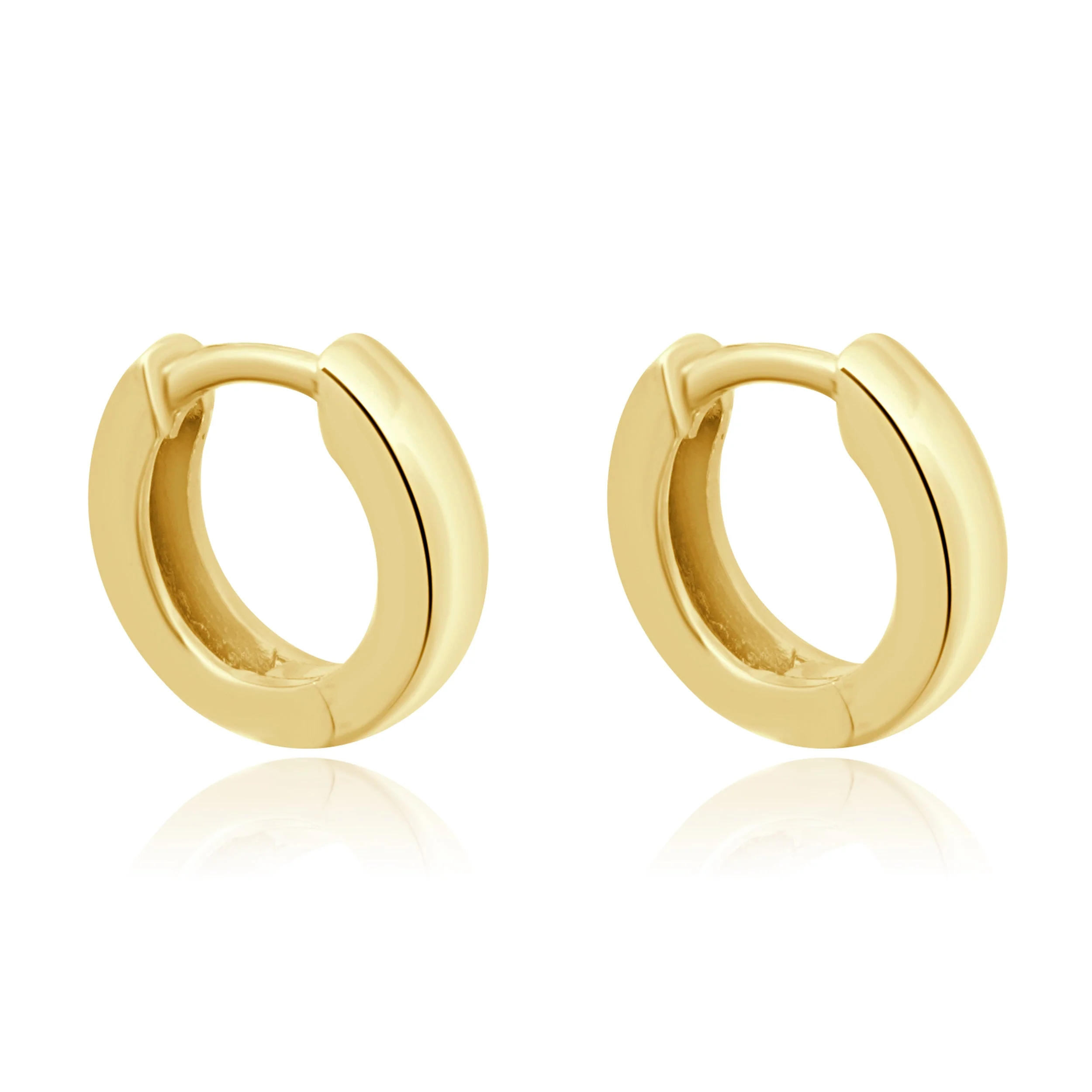 14 Karat Yellow Gold Small Hoop Huggie Earrings - Image 3