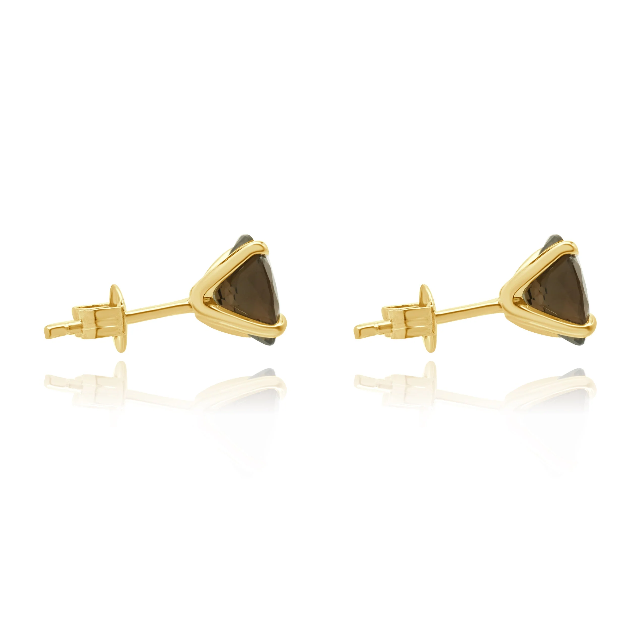 14 Karat Yellow Gold Smokey Quartz Stud Earrings - Image 2