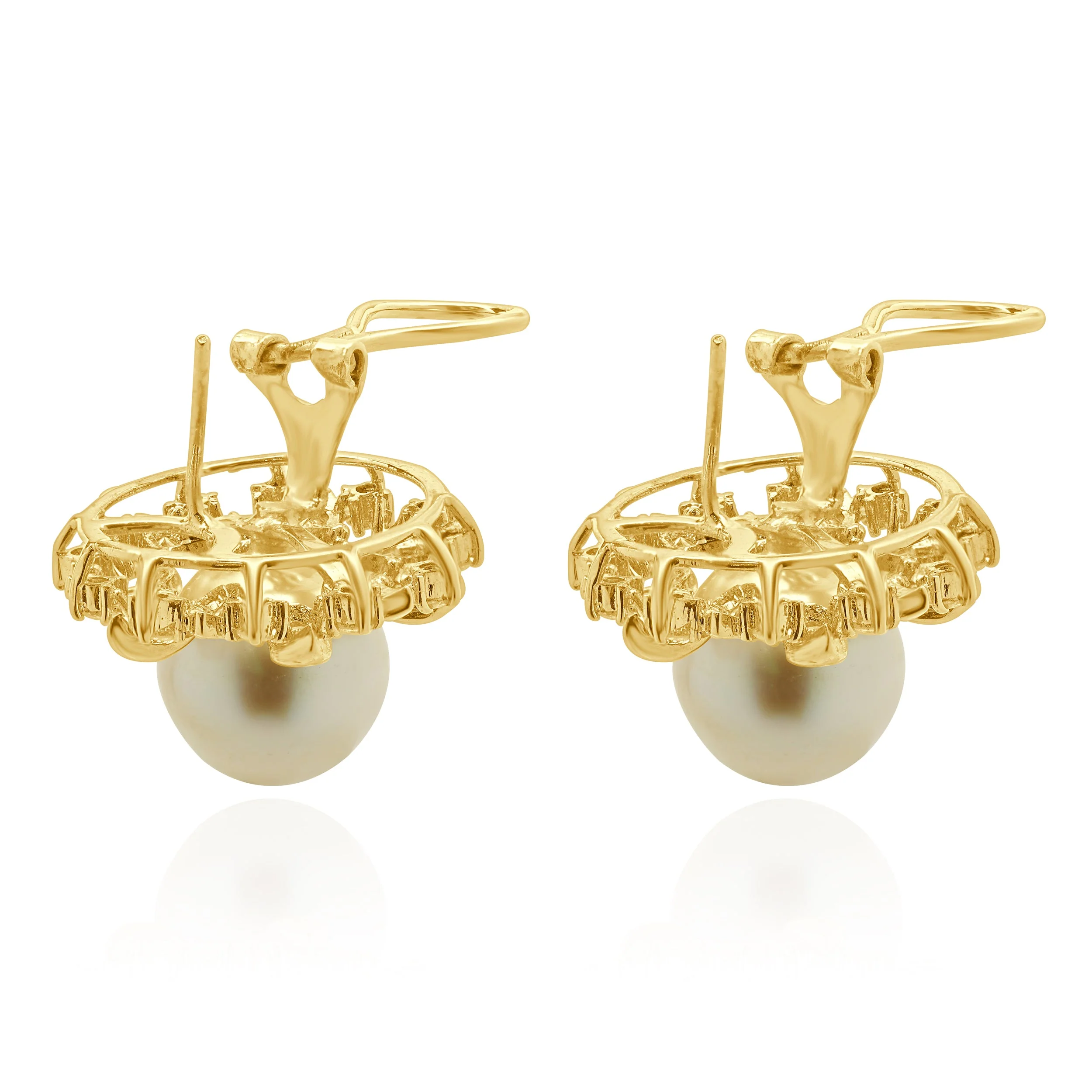 14 Karat Yellow Gold South Sea Golden Pearl and Diamond Ballerina Stud Earrings - Image 4