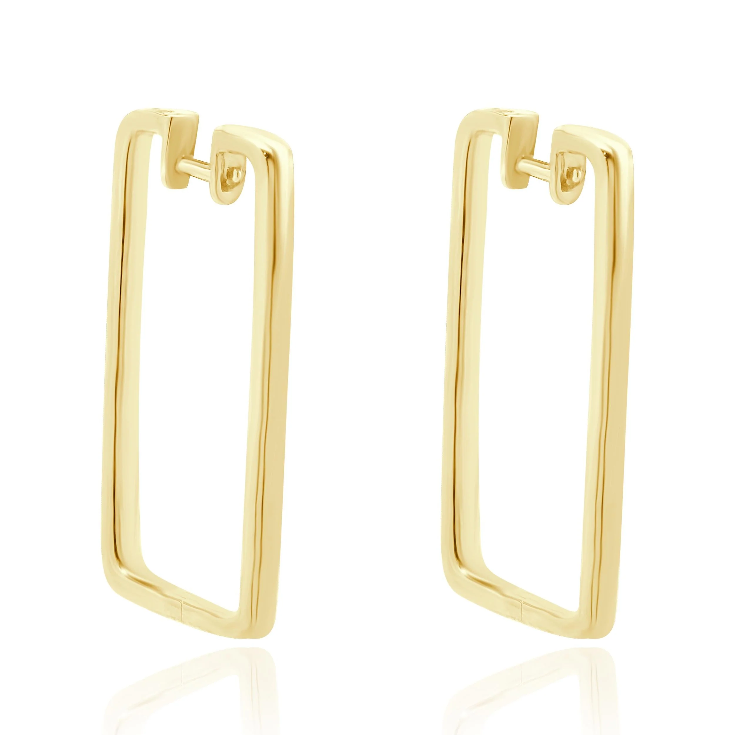 14 Karat Yellow Gold Square Diamond Hoop Earrings - Image 2