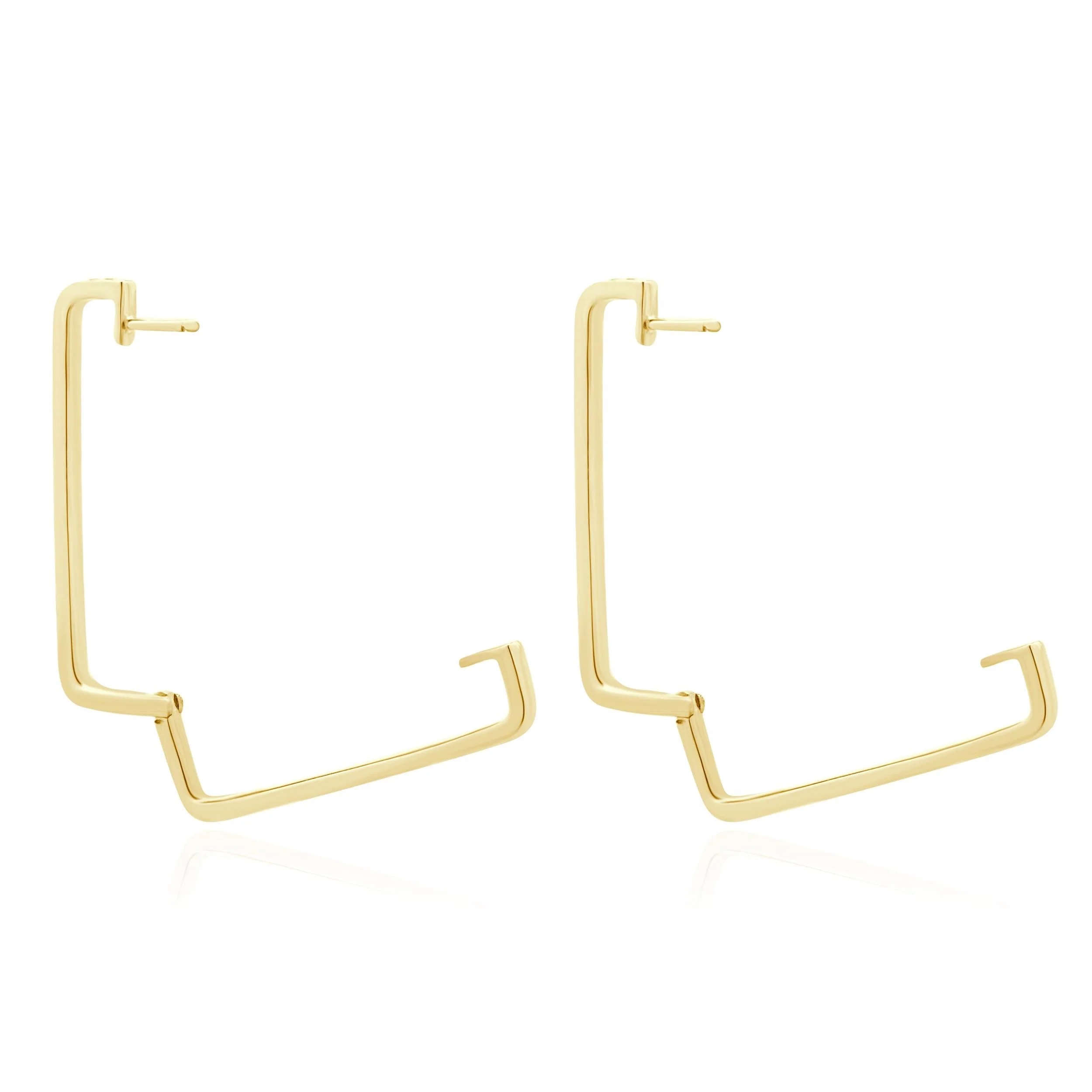 14 Karat Yellow Gold Square Diamond Hoop Earrings - Image 3