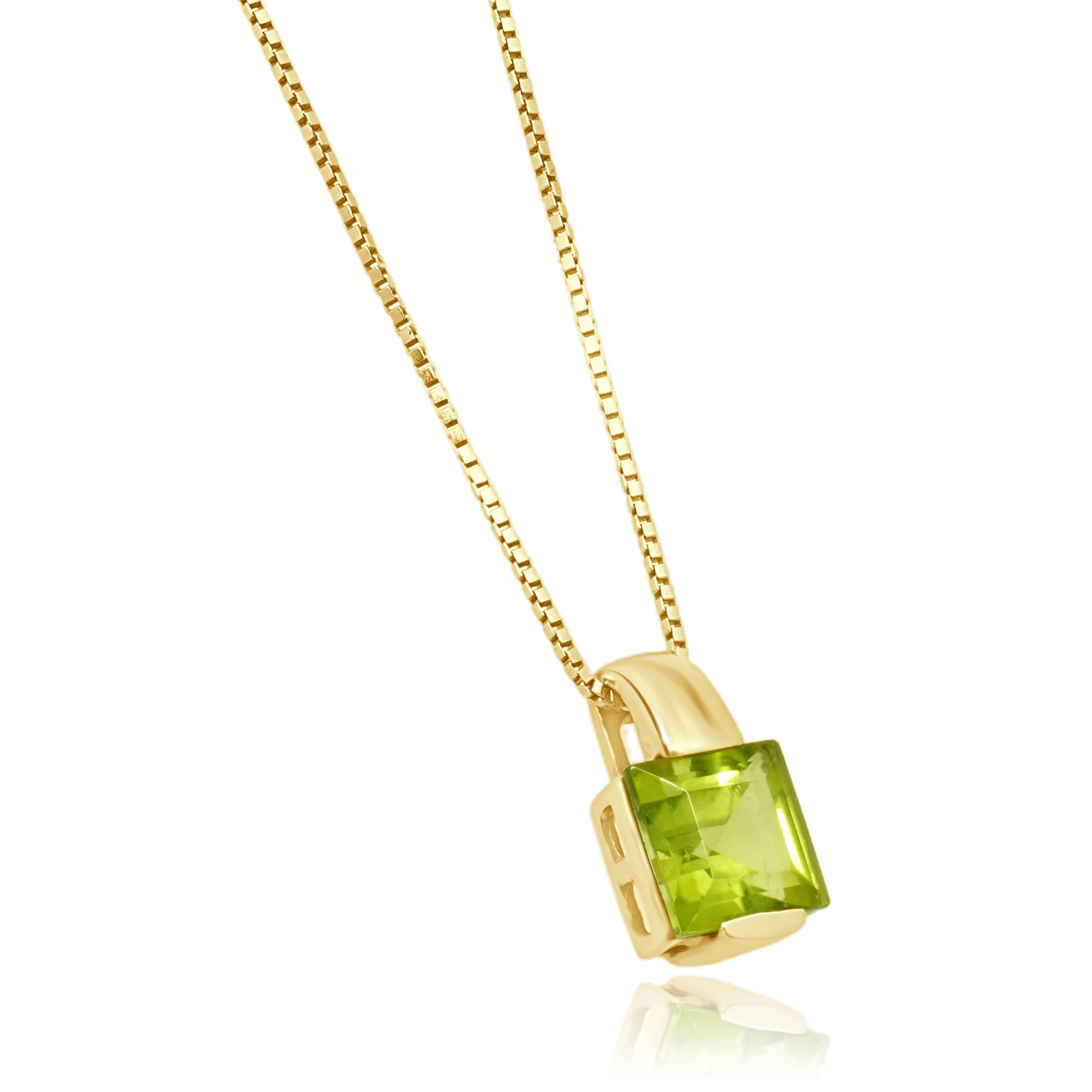 14 Karat Yellow Gold Square Step Peridot Necklace - Image 2