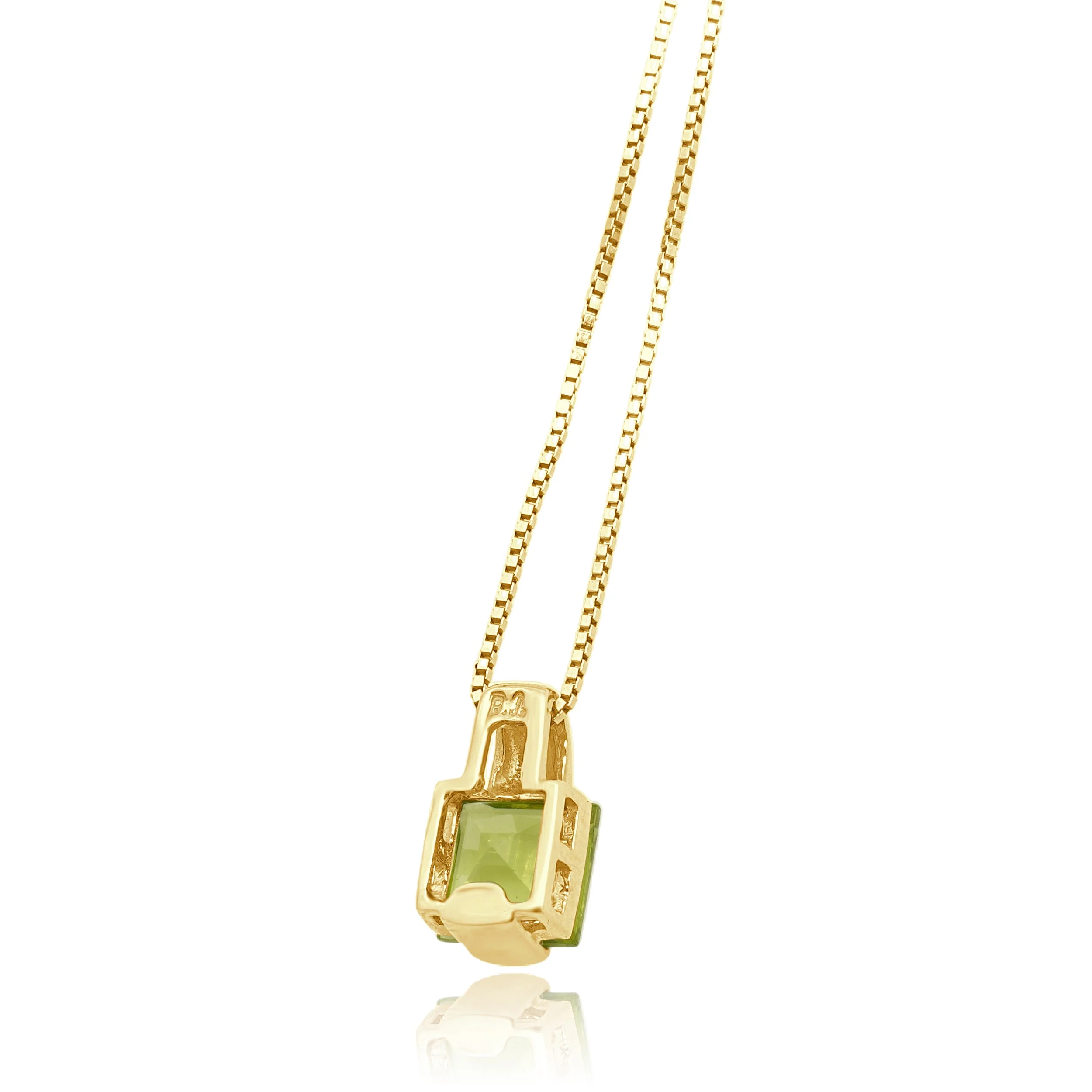 14 Karat Yellow Gold Square Step Peridot Necklace - Image 4