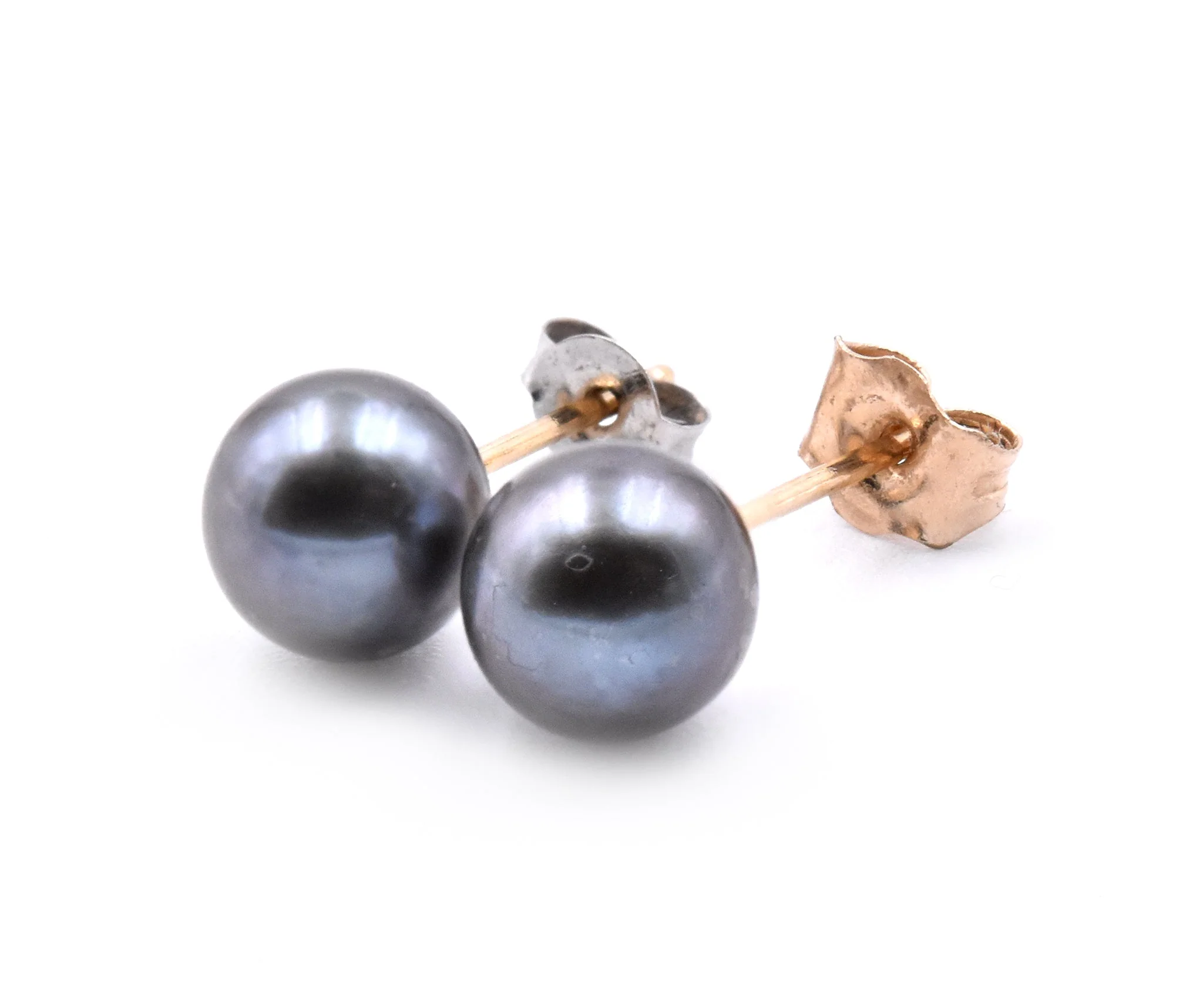14 Karat Yellow Gold Tahitian Pearl Stud Earrings - Image 3