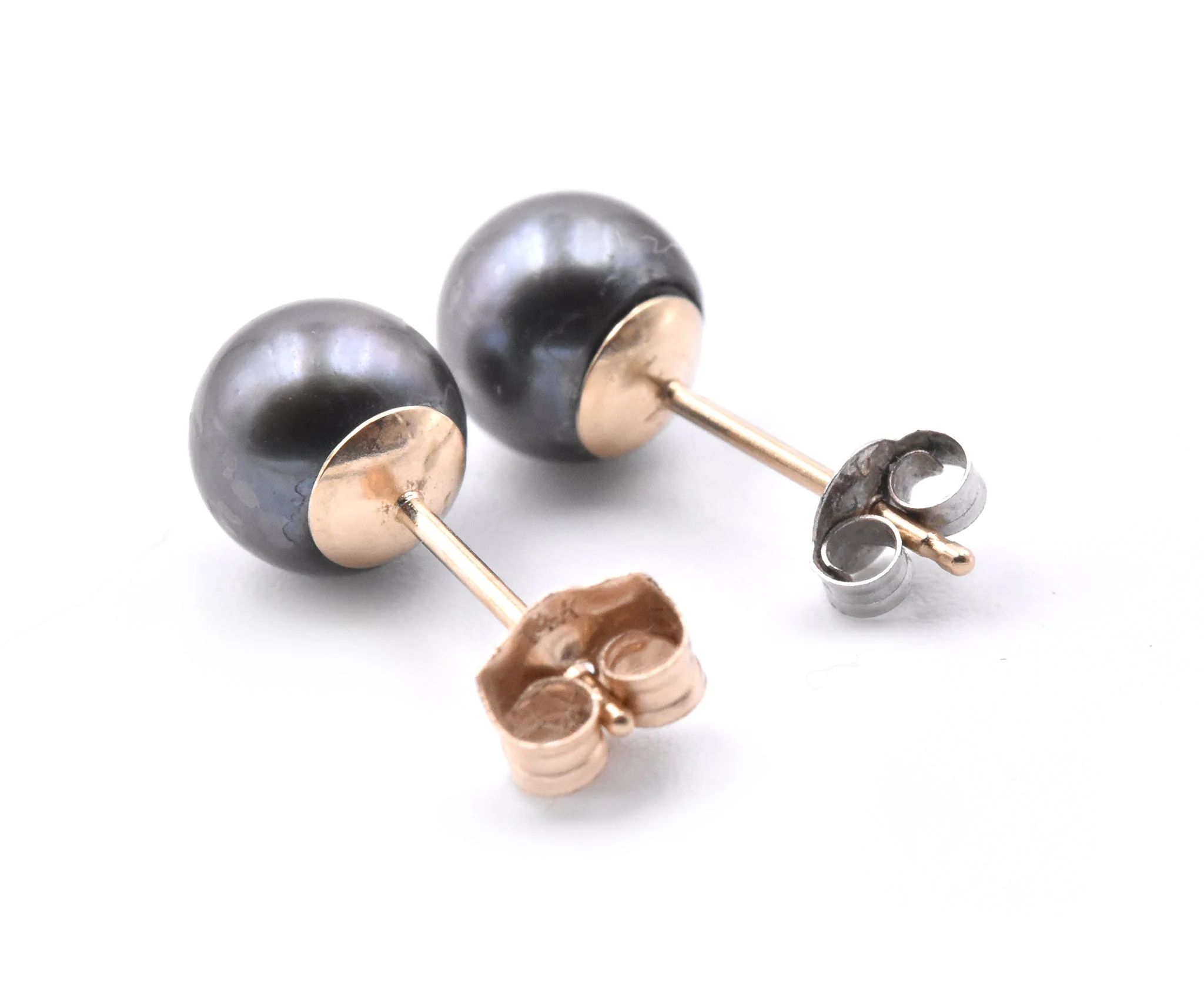 14 Karat Yellow Gold Tahitian Pearl Stud Earrings - Image 4