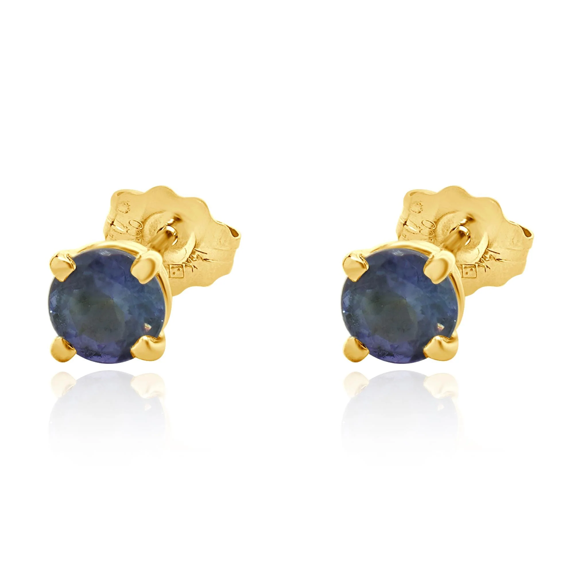 14 Karat Yellow Gold Tanzanite Stud Earrings