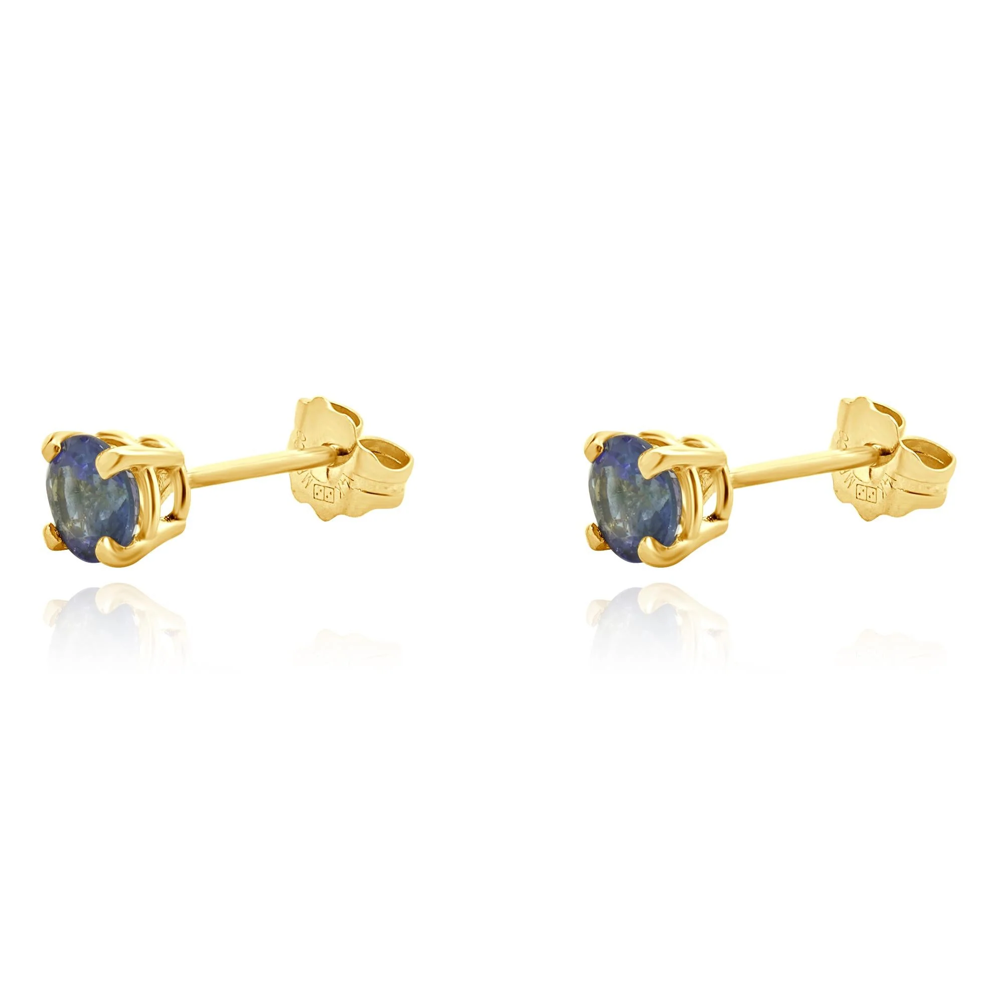 14 Karat Yellow Gold Tanzanite Stud Earrings - Image 2