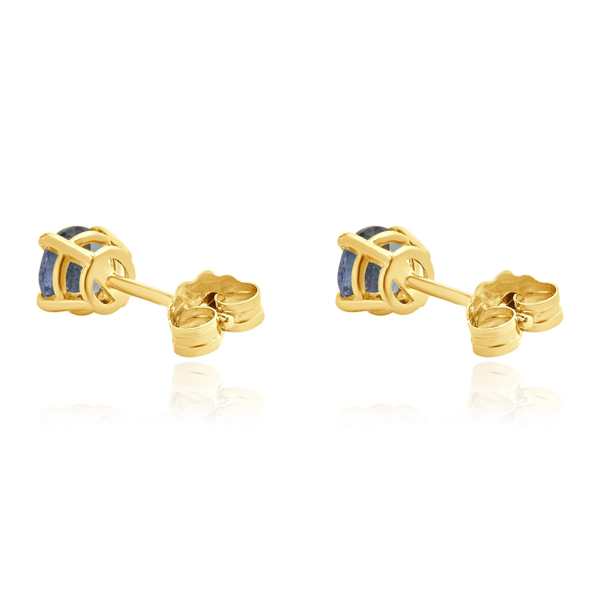 14 Karat Yellow Gold Tanzanite Stud Earrings - Image 3