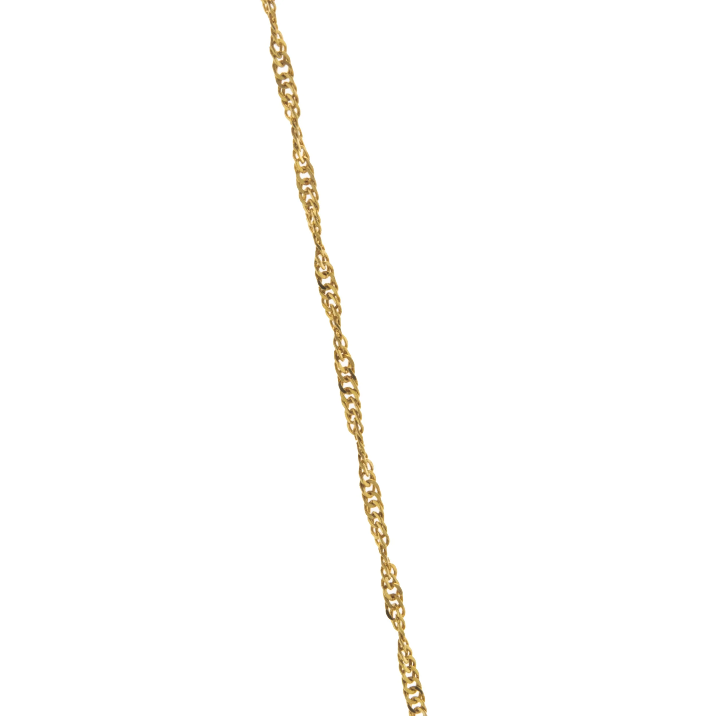 14 Karat Yellow Gold Trillion Cut Blue Topaz and Diamond Necklace - Image 3