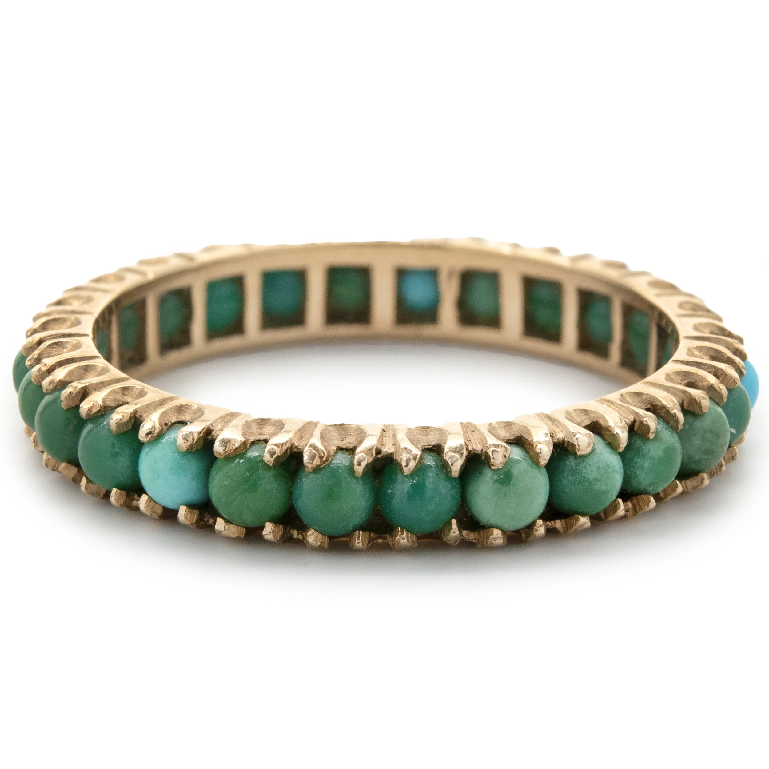 14 Karat Yellow Gold Turquoise Eternity Band - Image 2