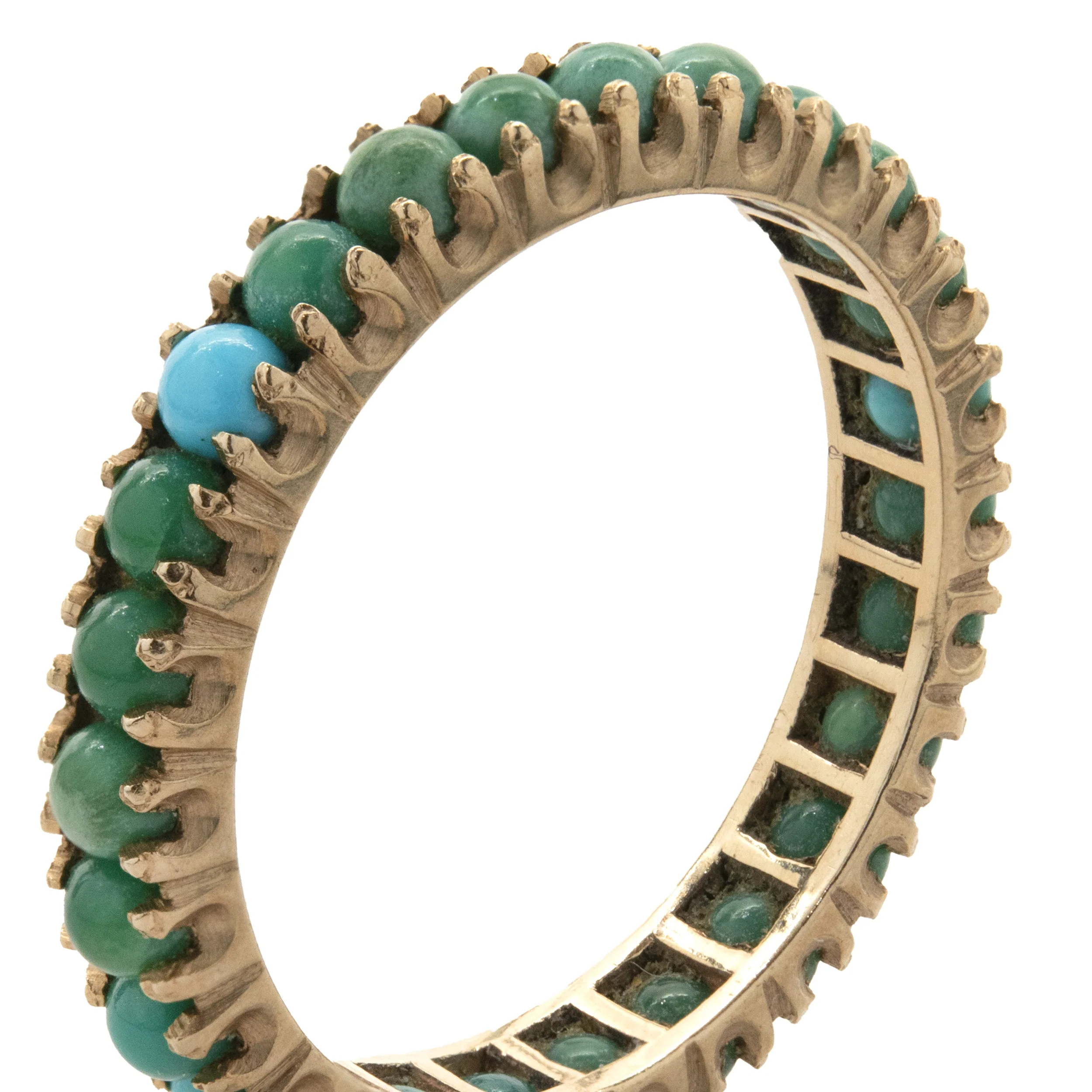 14 Karat Yellow Gold Turquoise Eternity Band - Image 3