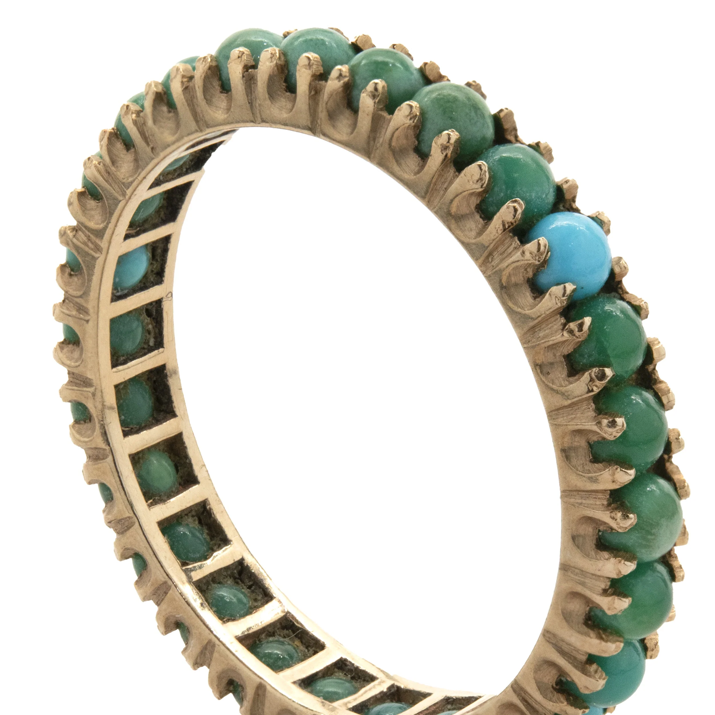 14 Karat Yellow Gold Turquoise Eternity Band - Image 4